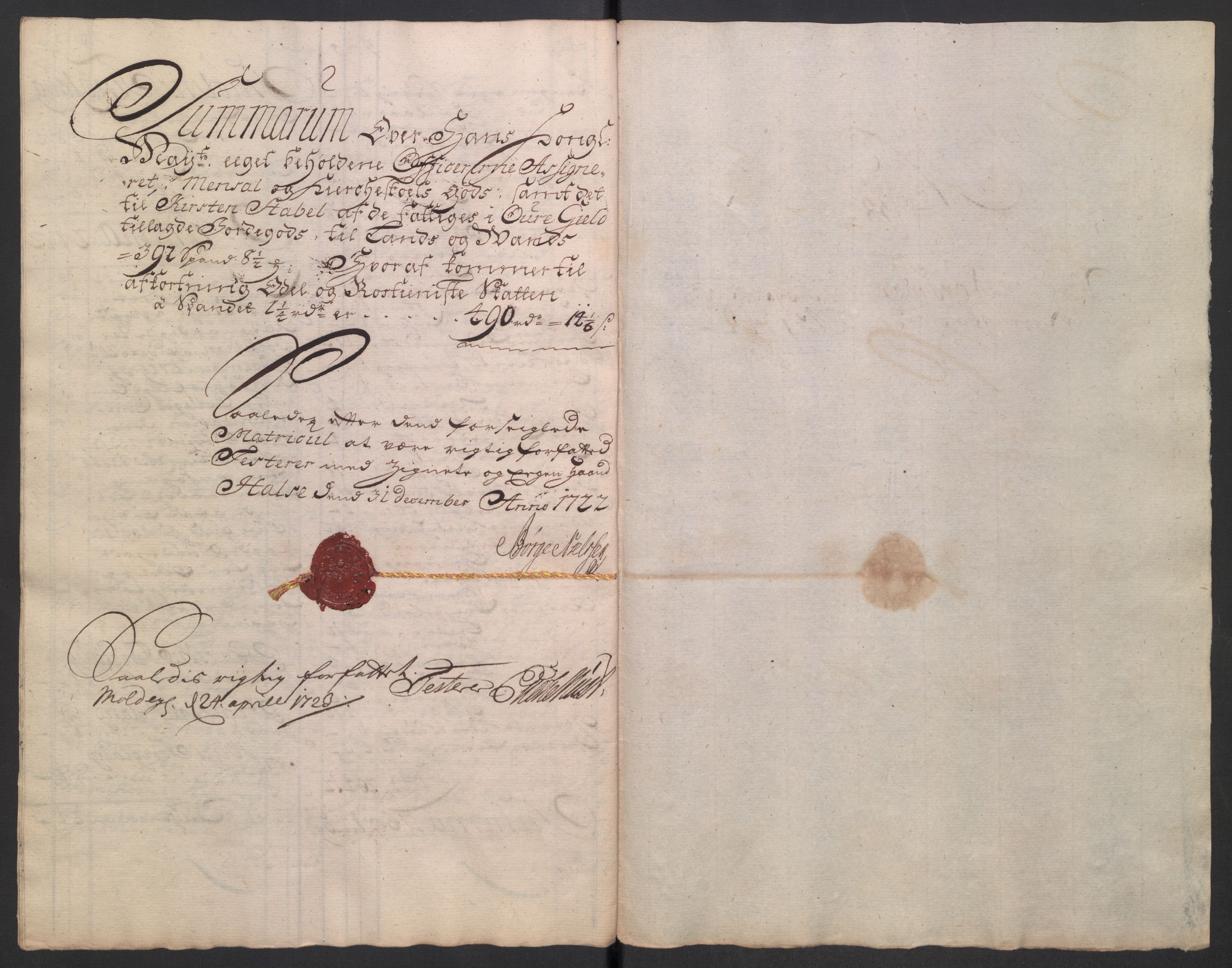 Rentekammeret inntil 1814, Reviderte regnskaper, Fogderegnskap, RA/EA-4092/R56/L3755: Fogderegnskap Nordmøre, 1722, p. 273