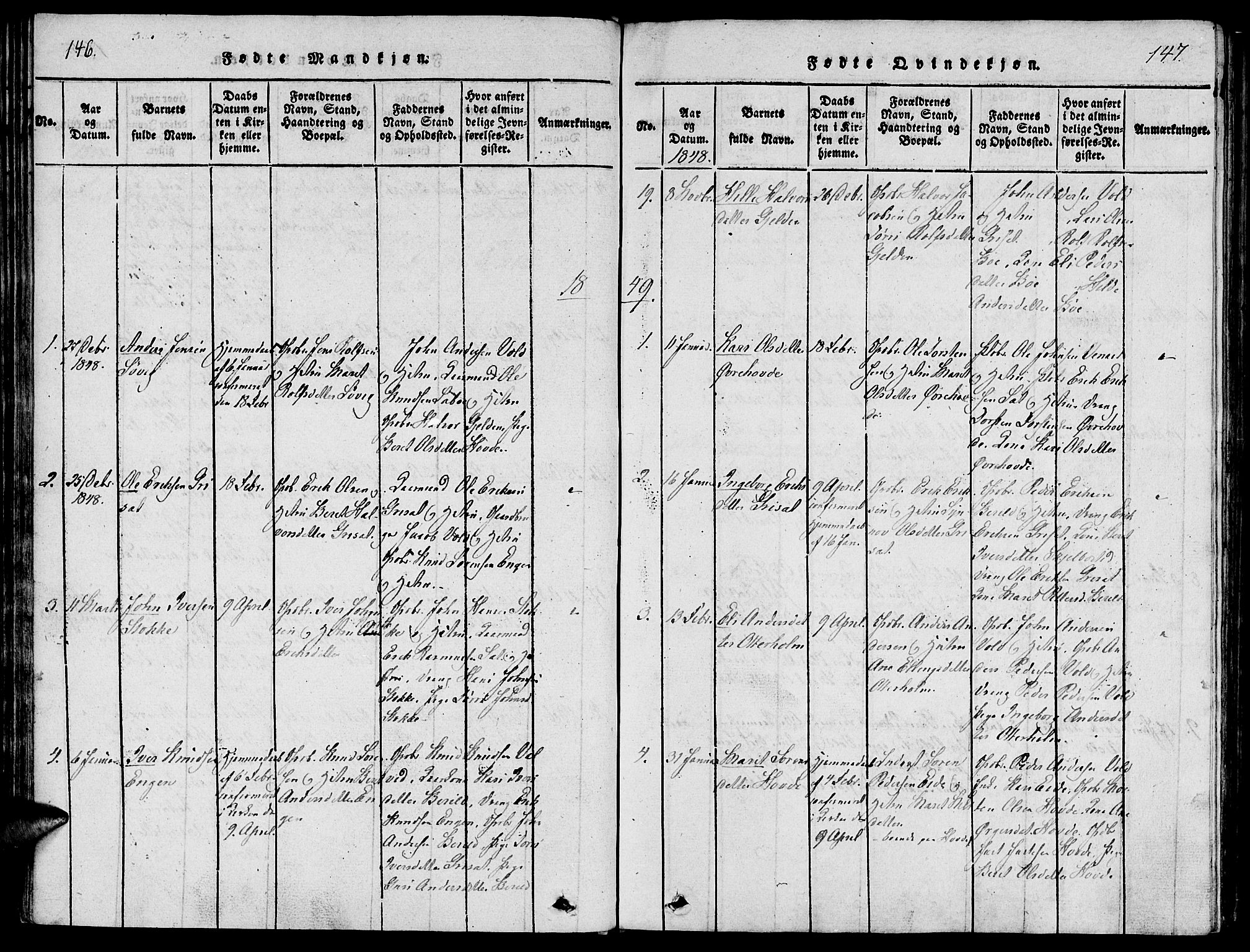 Ministerialprotokoller, klokkerbøker og fødselsregistre - Møre og Romsdal, SAT/A-1454/543/L0561: Parish register (official) no. 543A01, 1818-1853, p. 146-147