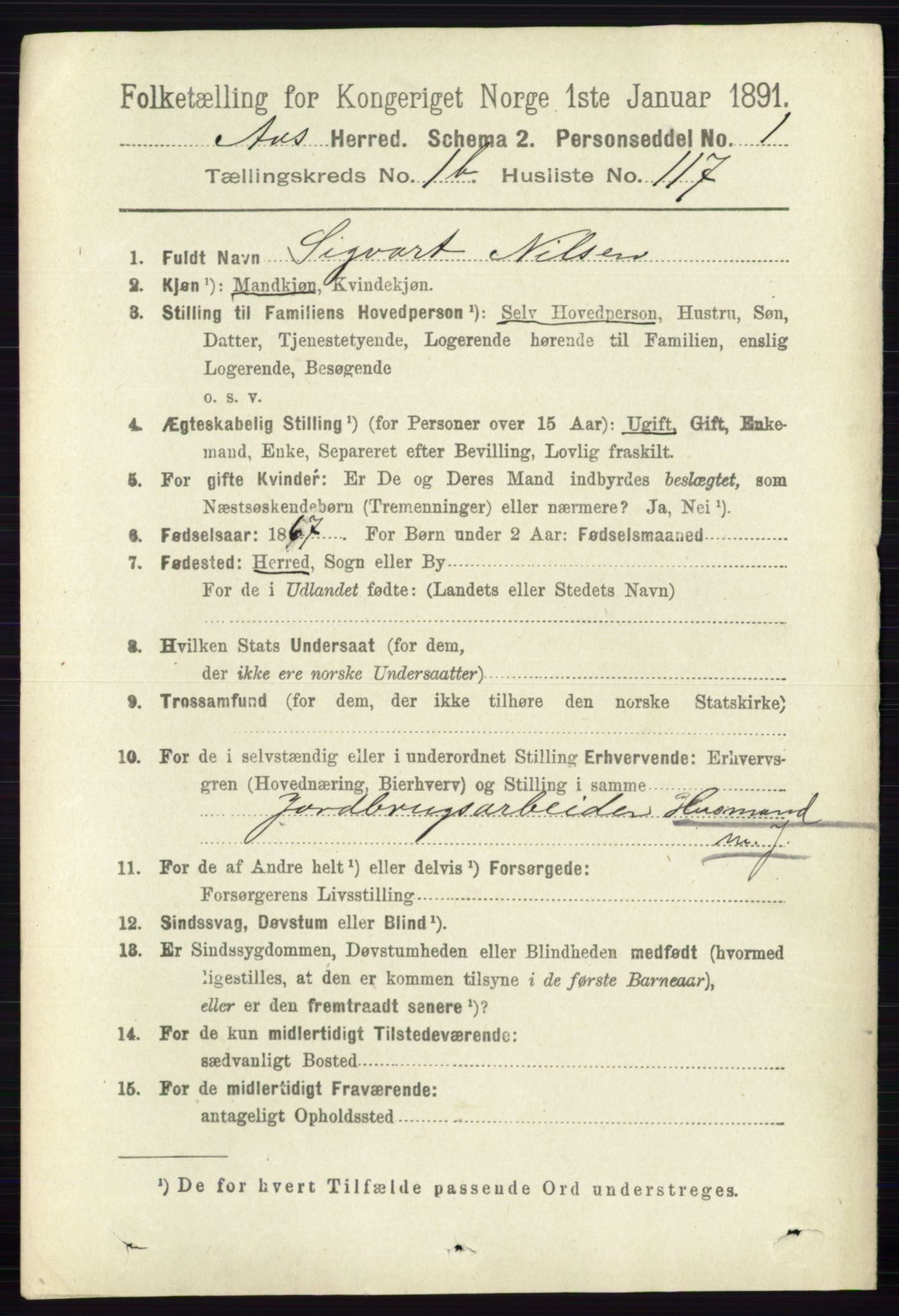 RA, 1891 census for 0214 Ås, 1891, p. 1498