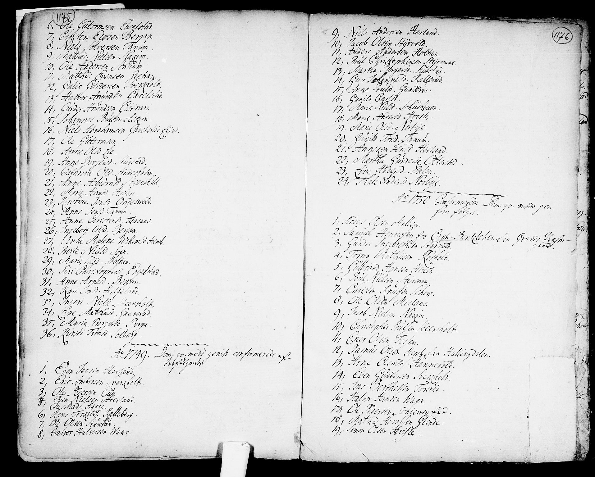 Lardal kirkebøker, SAKO/A-350/F/Fa/L0003: Parish register (official) no. I 3, 1733-1815, p. 1175-1176