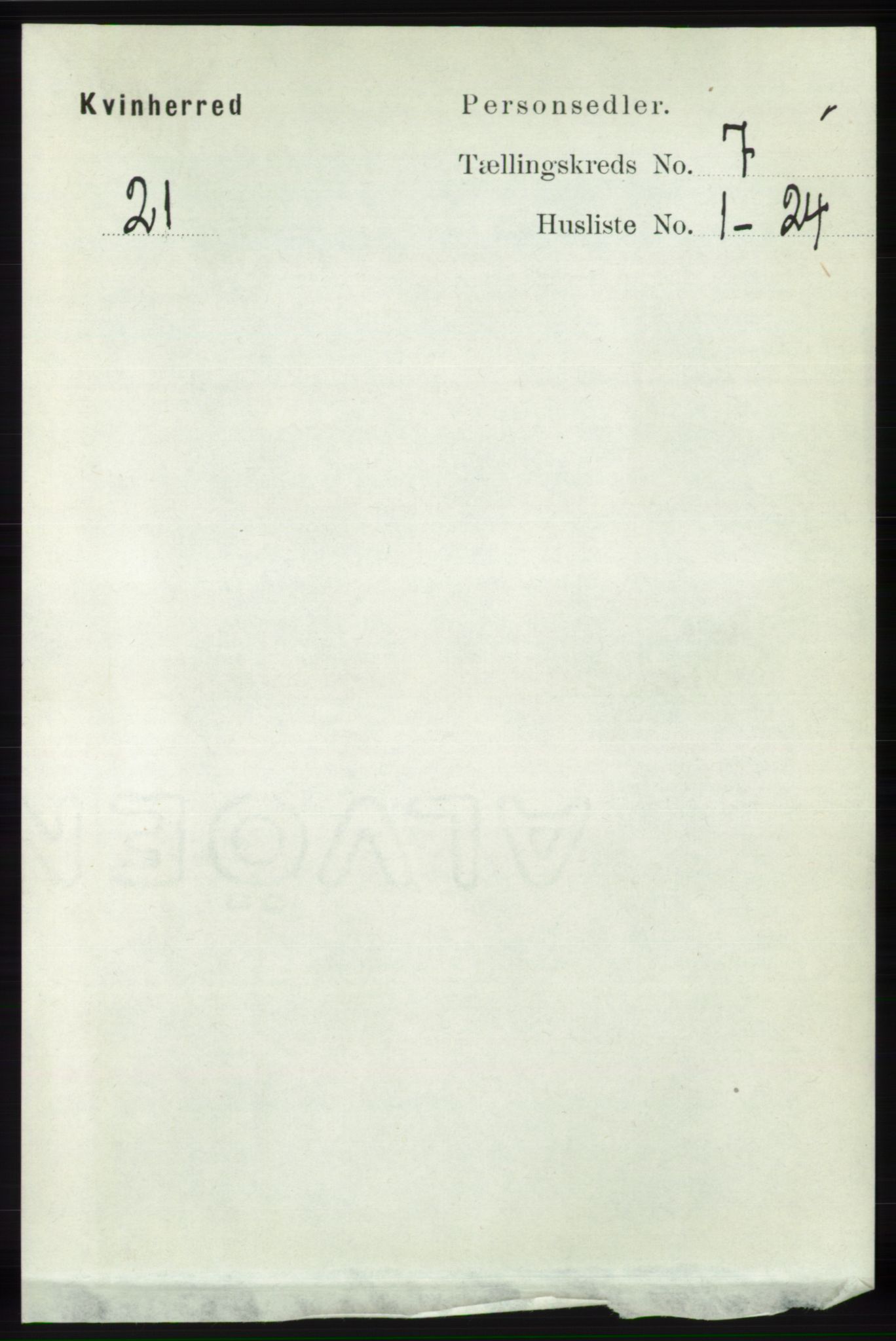 RA, 1891 census for 1224 Kvinnherad, 1891, p. 2448