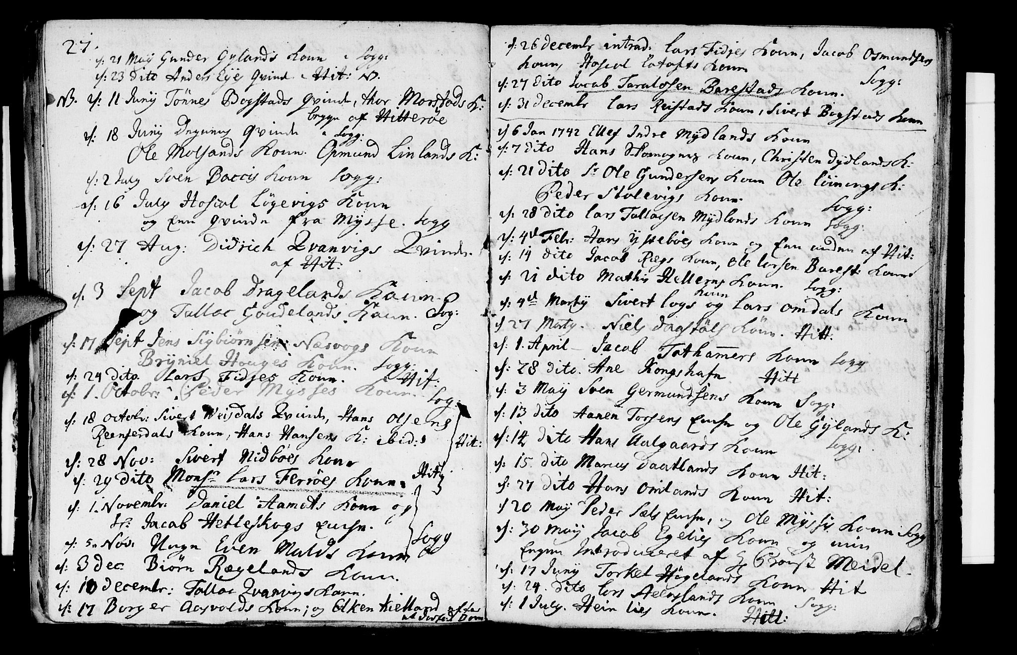 Sokndal sokneprestkontor, SAST/A-101808: Parish register (official) no. A 2, 1740-1743, p. 27