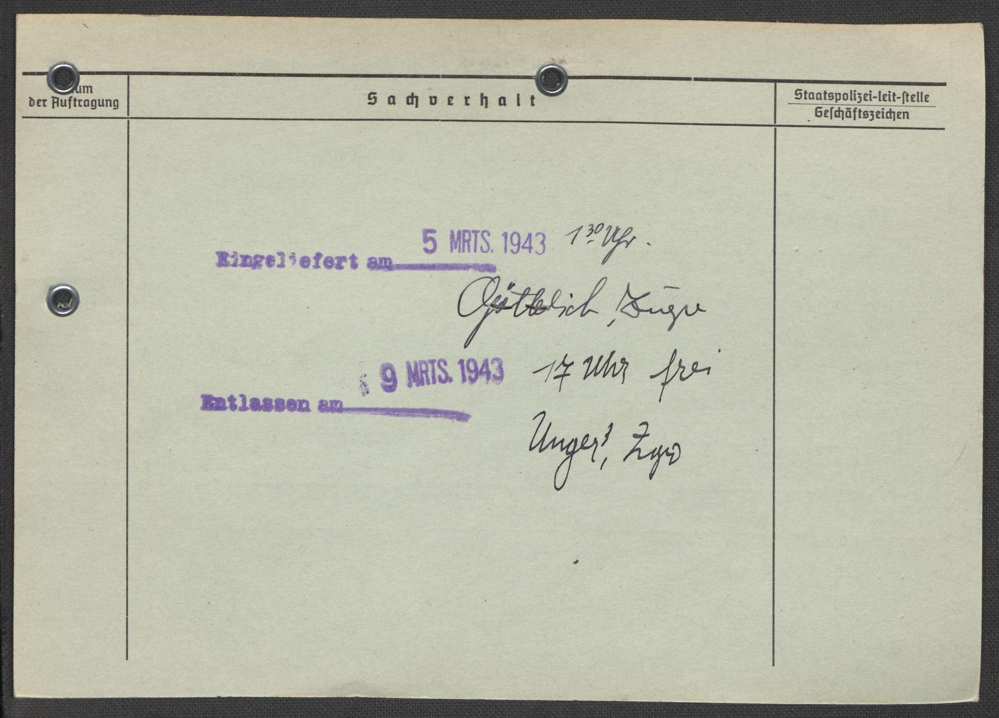 Befehlshaber der Sicherheitspolizei und des SD, RA/RAFA-5969/E/Ea/Eaa/L0001: Register over norske fanger i Møllergata 19: A-Bj, 1940-1945, p. 55