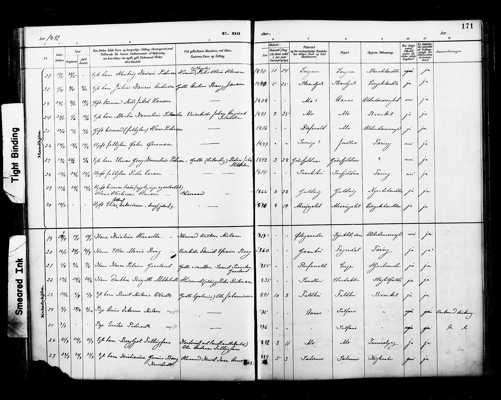 Ministerialprotokoller, klokkerbøker og fødselsregistre - Nordland, AV/SAT-A-1459/827/L0401: Parish register (official) no. 827A13, 1887-1905, p. 171