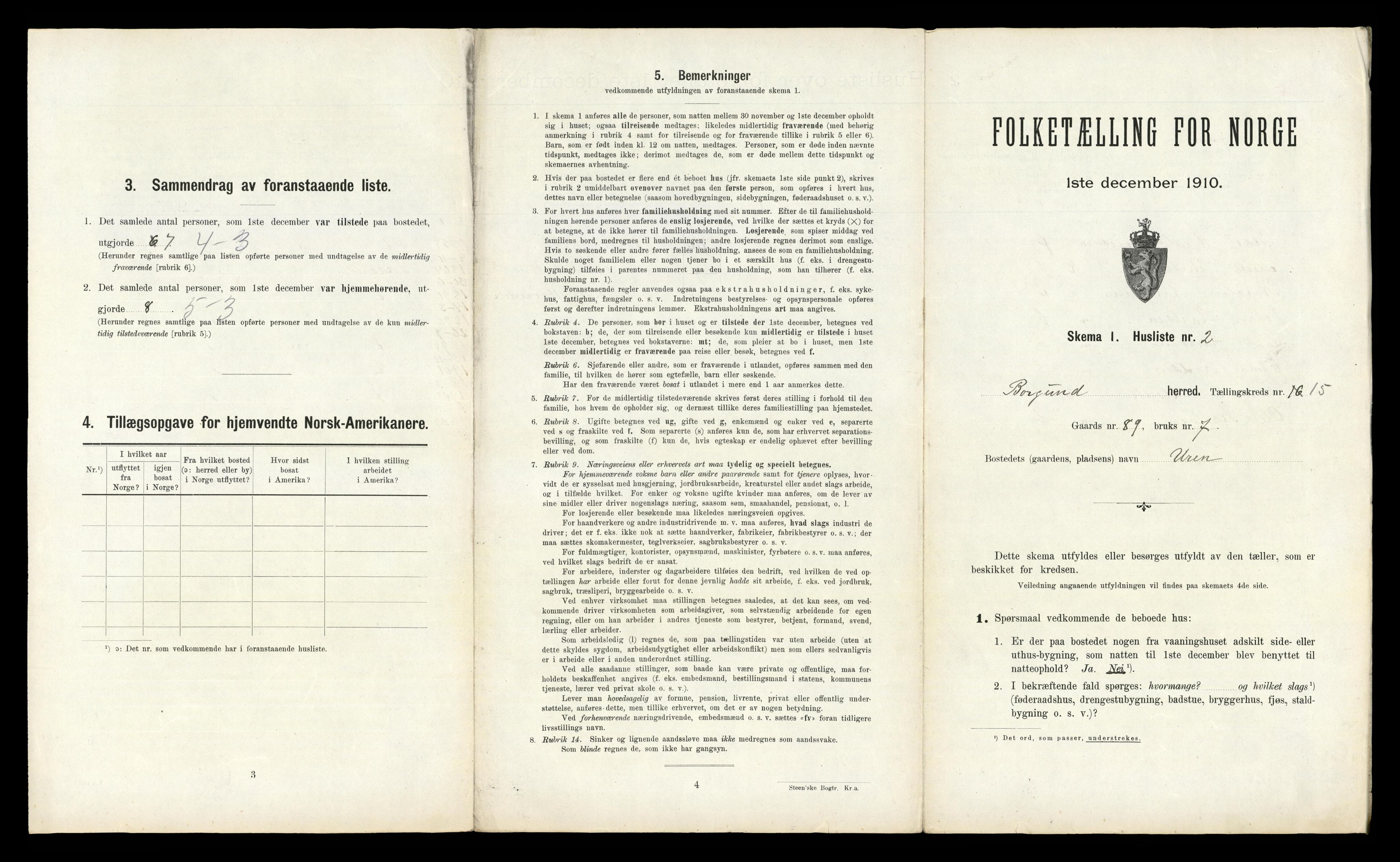 RA, 1910 census for Borgund, 1910, p. 1113