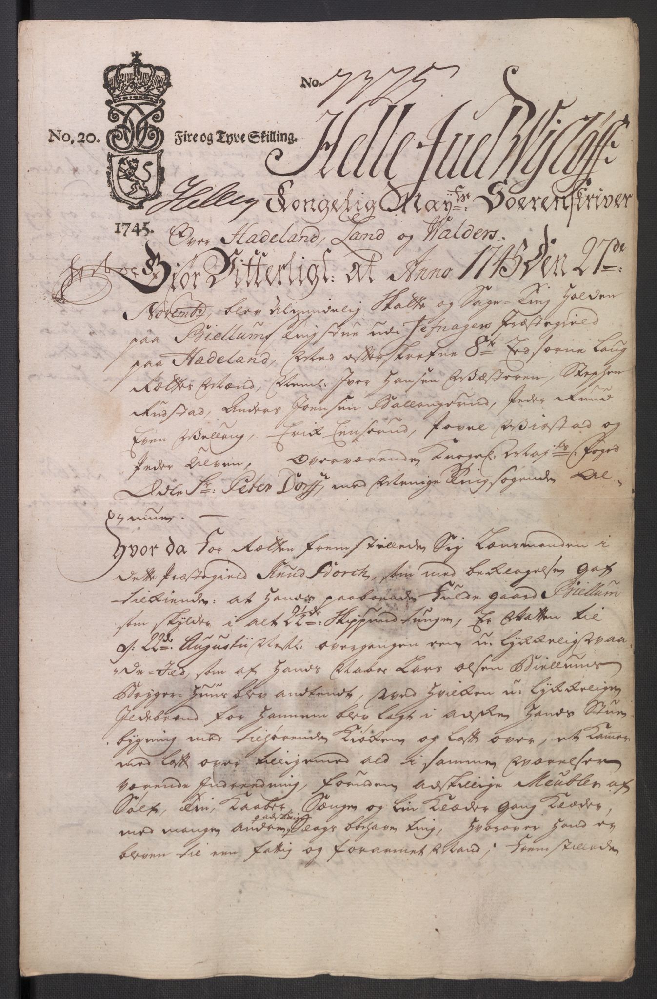 Rentekammeret inntil 1814, Reviderte regnskaper, Fogderegnskap, AV/RA-EA-4092/R18/L1345: Fogderegnskap Hadeland, Toten og Valdres, 1745-1746, p. 500