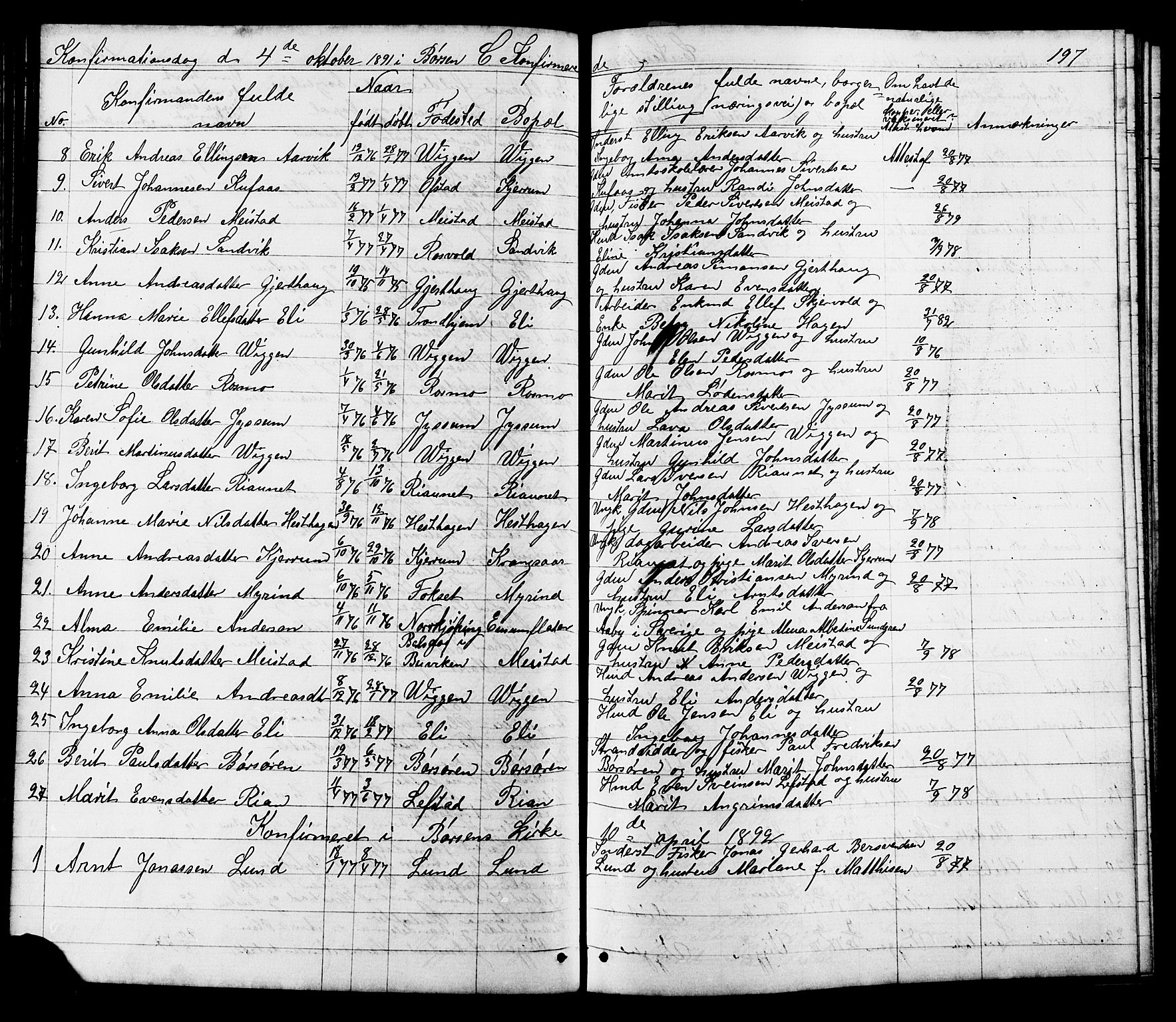 Ministerialprotokoller, klokkerbøker og fødselsregistre - Sør-Trøndelag, SAT/A-1456/665/L0777: Parish register (copy) no. 665C02, 1867-1915, p. 197