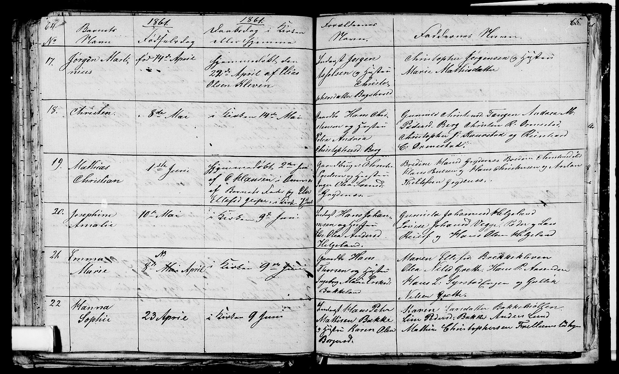 Våle kirkebøker, AV/SAKO-A-334/G/Ga/L0002: Parish register (copy) no. I 2, 1851-1863, p. 64-65