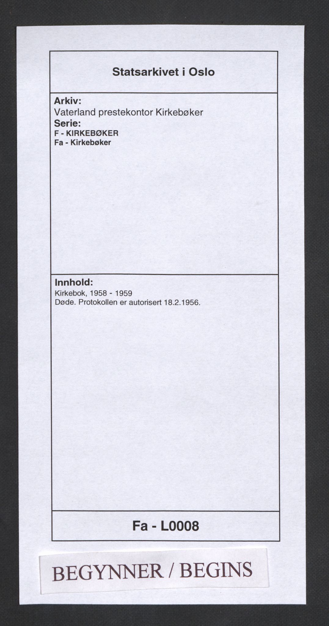 Vaterland prestekontor Kirkebøker, AV/SAO-A-10880/F/Fa/L0008: Parish register (official) no. 8, 1958-1959