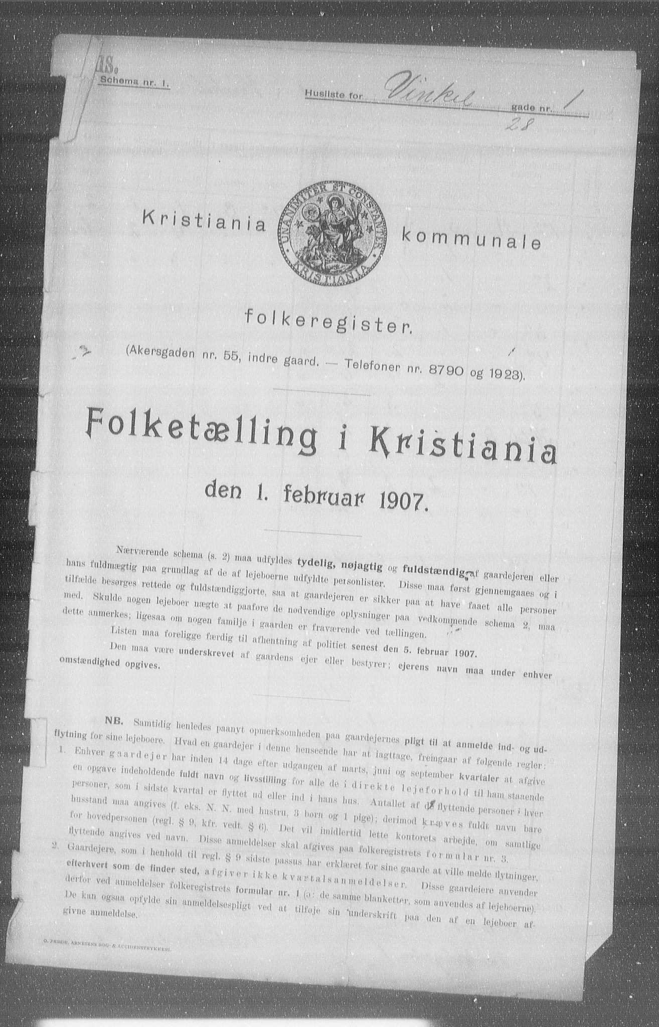 OBA, Municipal Census 1907 for Kristiania, 1907, p. 62934