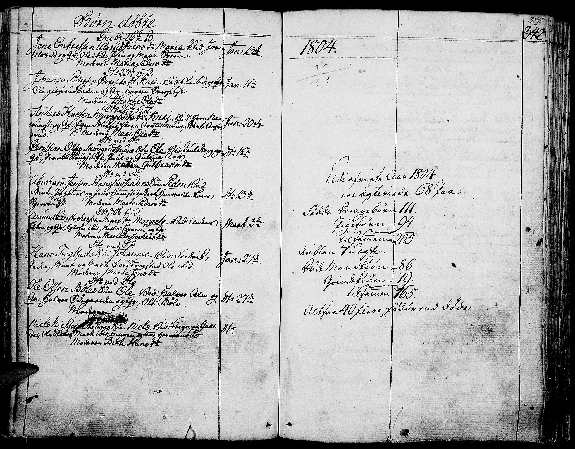 Toten prestekontor, SAH/PREST-102/H/Ha/Haa/L0007: Parish register (official) no. 7, 1794-1809, p. 345