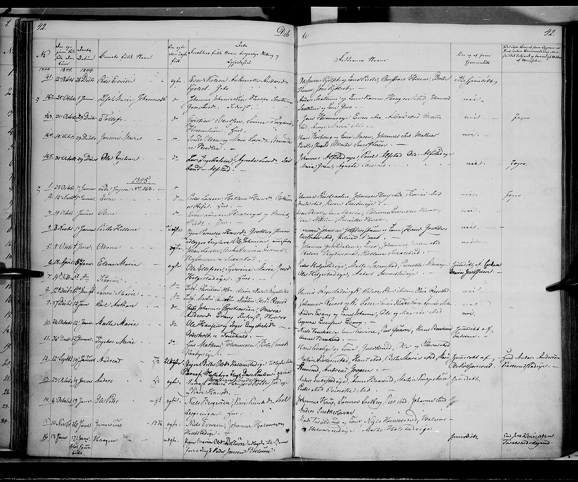 Østre Toten prestekontor, SAH/PREST-104/H/Ha/Haa/L0002: Parish register (official) no. 2, 1840-1847, p. 42