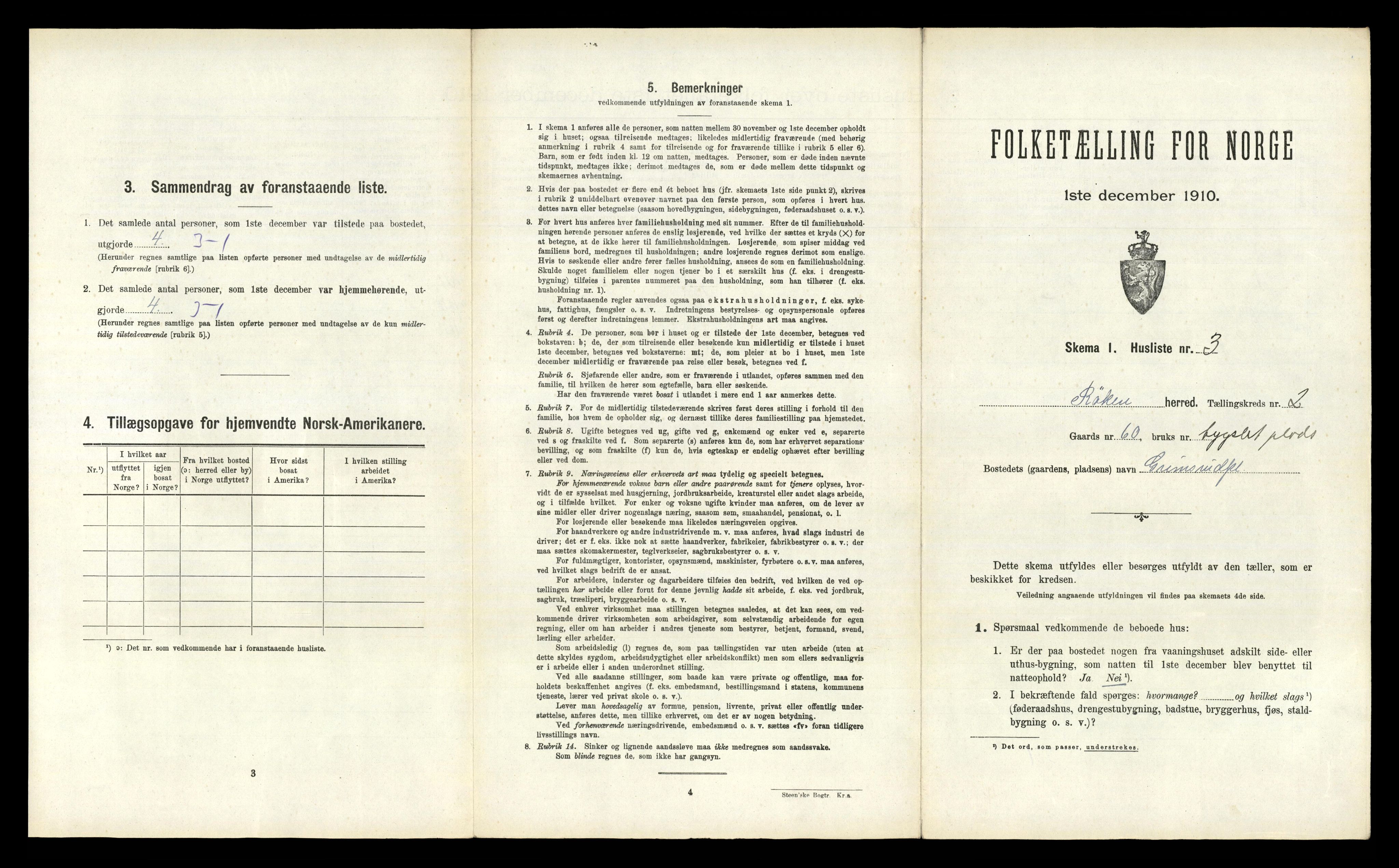 RA, 1910 census for Røyken, 1910, p. 165