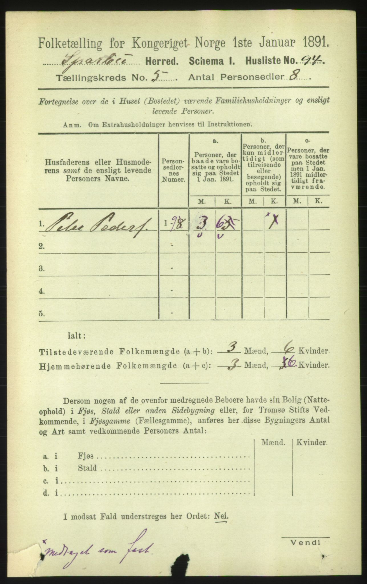 RA, 1891 census for 1731 Sparbu, 1891, p. 1677