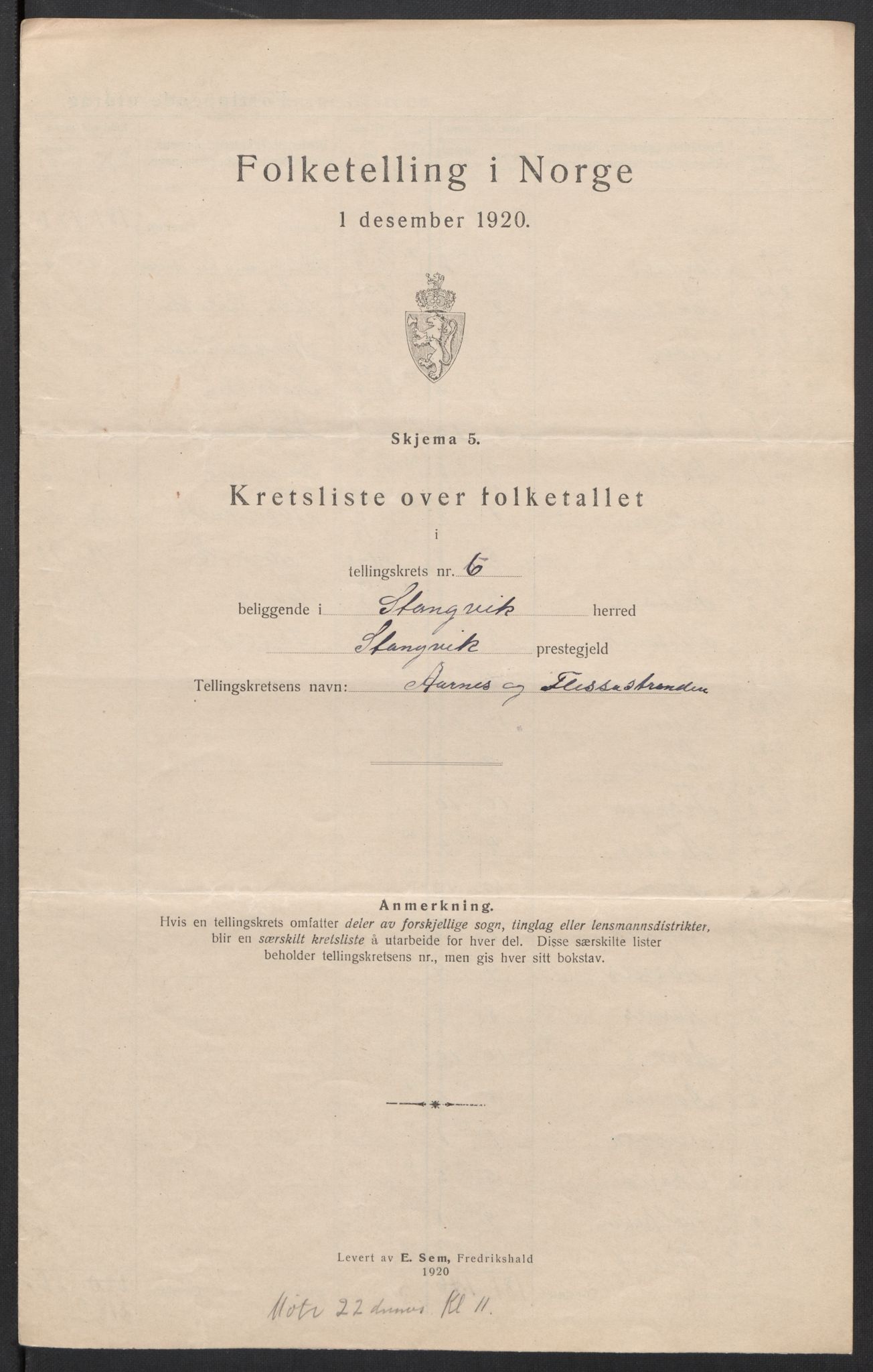 SAT, 1920 census for Stangvik, 1920, p. 23