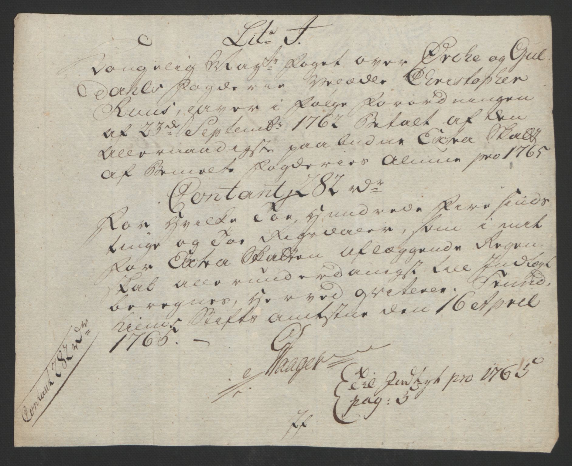 Rentekammeret inntil 1814, Reviderte regnskaper, Fogderegnskap, RA/EA-4092/R60/L4094: Ekstraskatten Orkdal og Gauldal, 1762-1765, p. 285