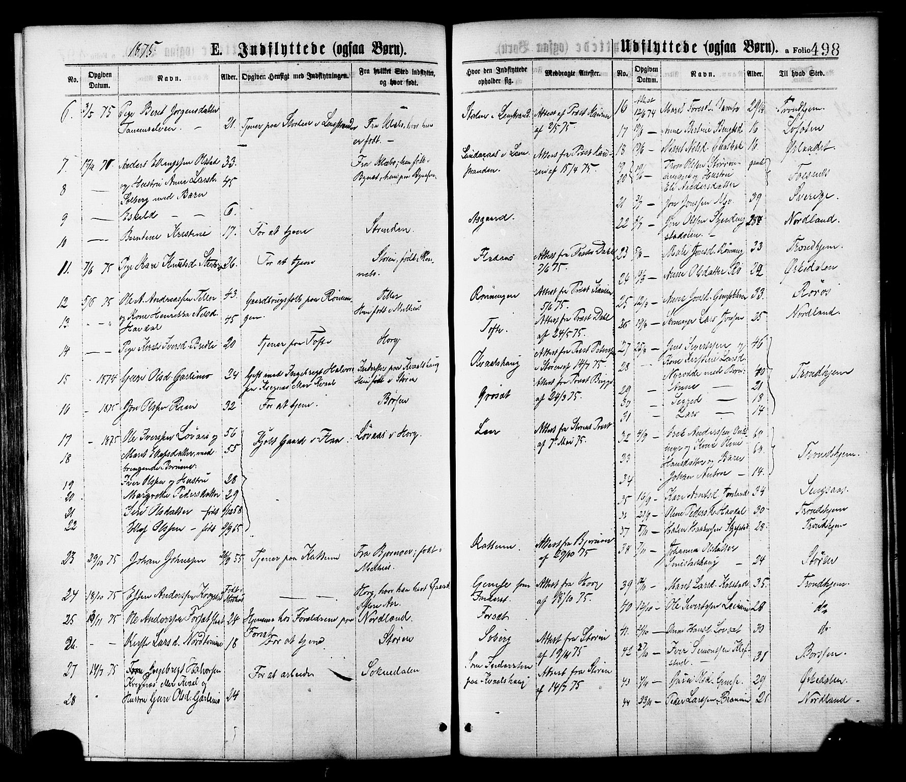 Ministerialprotokoller, klokkerbøker og fødselsregistre - Sør-Trøndelag, SAT/A-1456/691/L1079: Parish register (official) no. 691A11, 1873-1886, p. 498