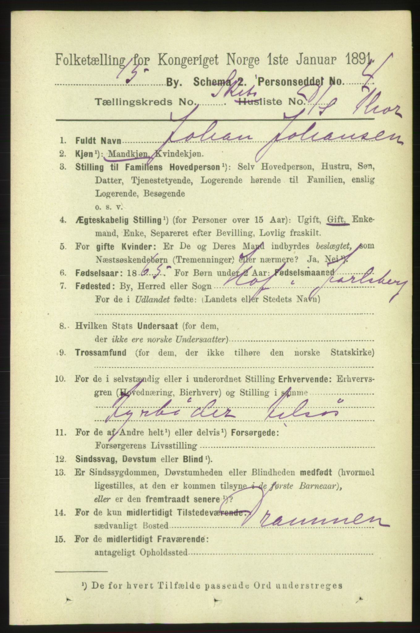 RA, 1891 census for 0602 Drammen, 1891, p. 25630