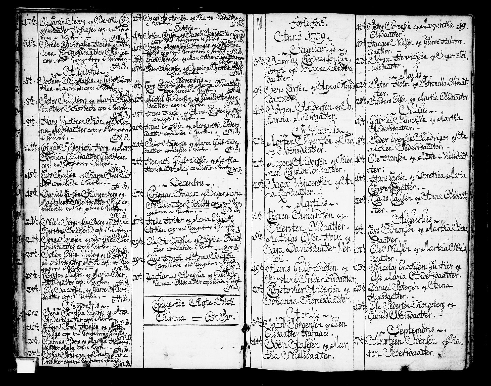 Oslo domkirke Kirkebøker, SAO/A-10752/F/Fa/L0003: Parish register (official) no. 3, 1731-1743, p. 19