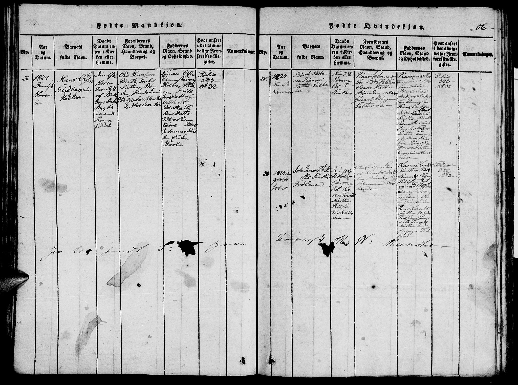 Ministerialprotokoller, klokkerbøker og fødselsregistre - Møre og Romsdal, AV/SAT-A-1454/515/L0207: Parish register (official) no. 515A03, 1819-1829, p. 56