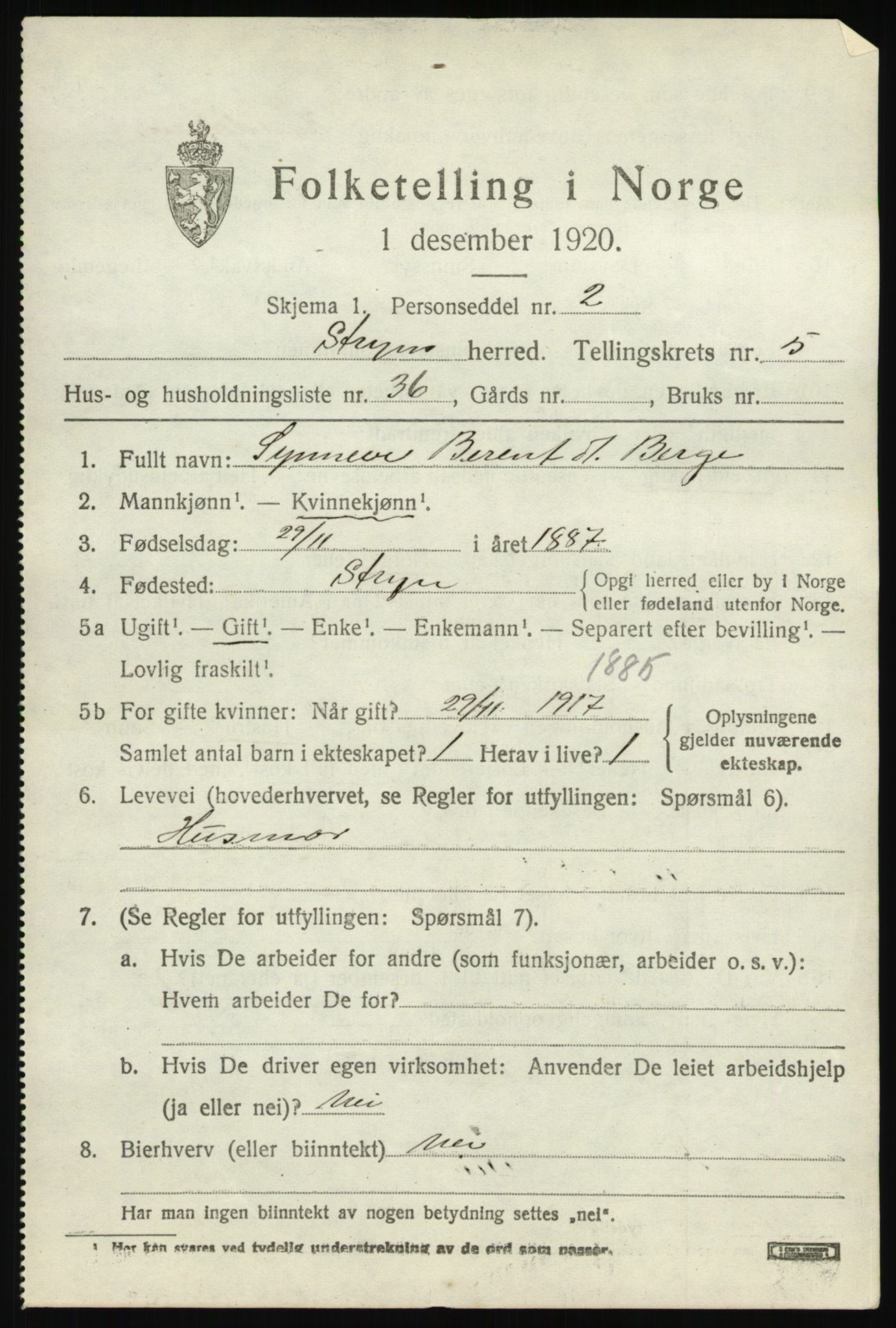 SAB, 1920 census for Stryn, 1920, p. 2610