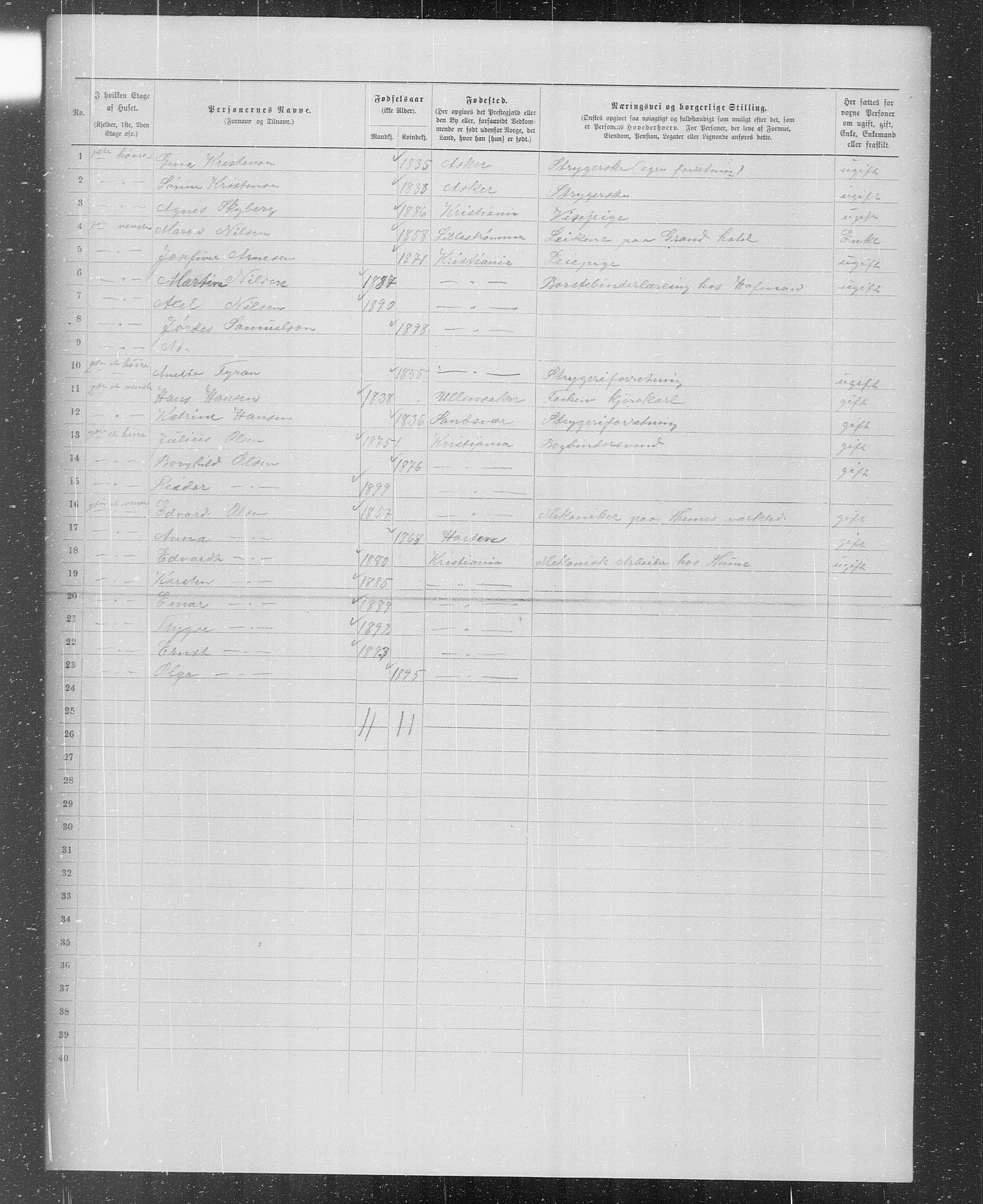 OBA, Municipal Census 1899 for Kristiania, 1899, p. 312