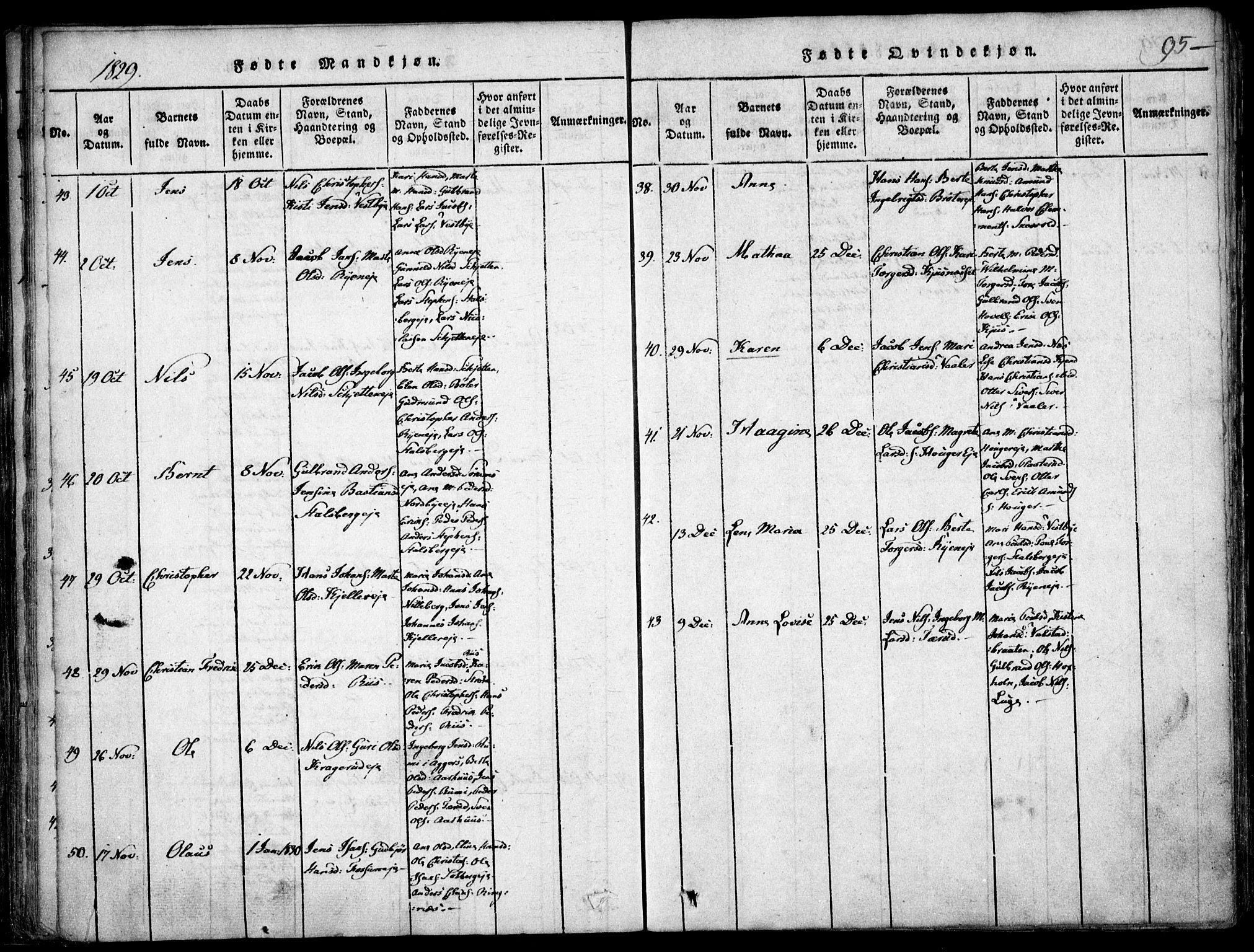 Skedsmo prestekontor Kirkebøker, AV/SAO-A-10033a/F/Fa/L0008: Parish register (official) no. I 8, 1815-1829, p. 95