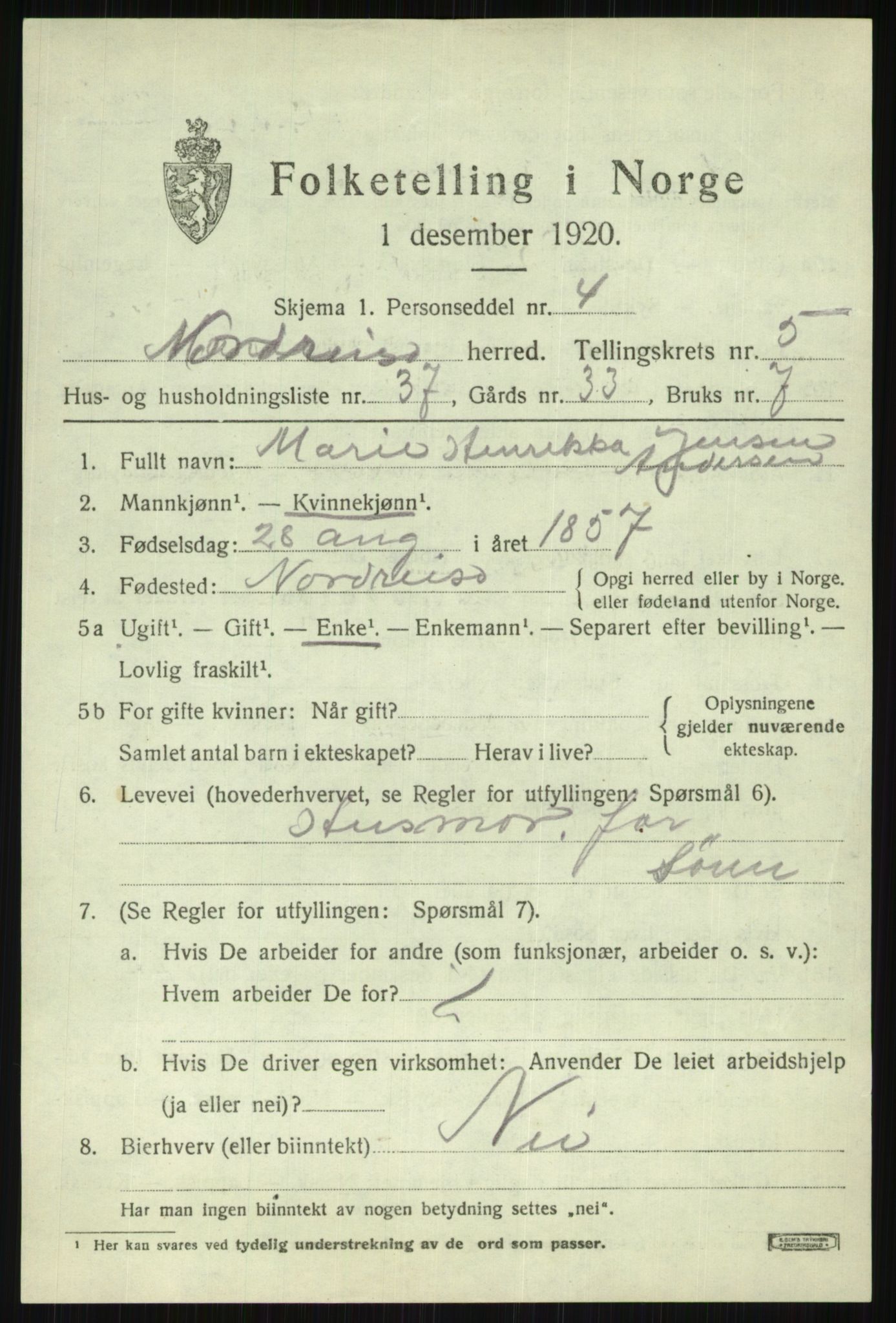 SATØ, 1920 census for Nordreisa, 1920, p. 2677