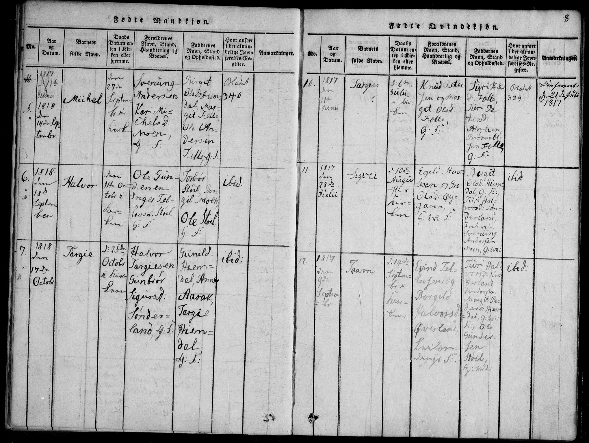 Nissedal kirkebøker, SAKO/A-288/F/Fb/L0001: Parish register (official) no. II 1, 1814-1845, p. 8