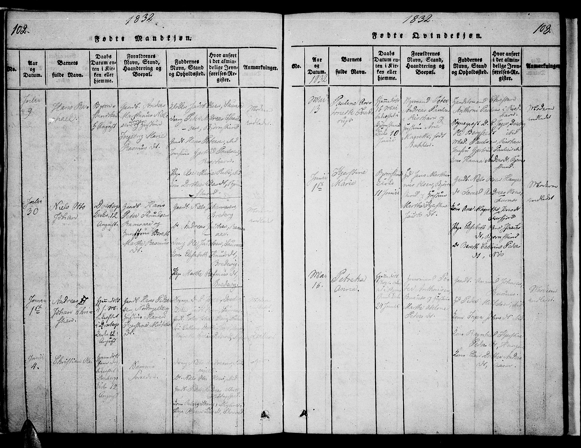 Ministerialprotokoller, klokkerbøker og fødselsregistre - Nordland, AV/SAT-A-1459/897/L1395: Parish register (official) no. 897A03, 1820-1841, p. 102-103