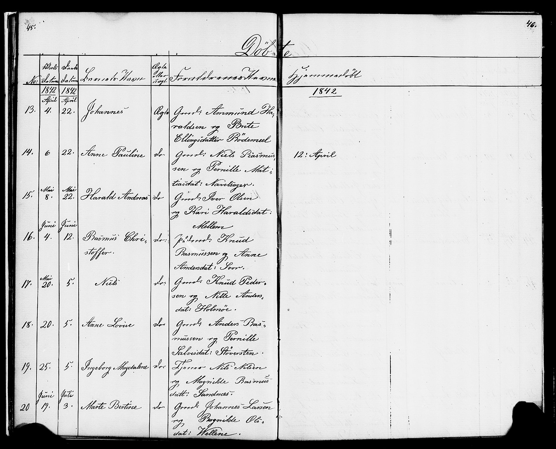 Hornindal sokneprestembete, AV/SAB-A-82401/H/Haa/Haaa/L0001: Parish register (official) no. A 1, 1837-1866, p. 46-47