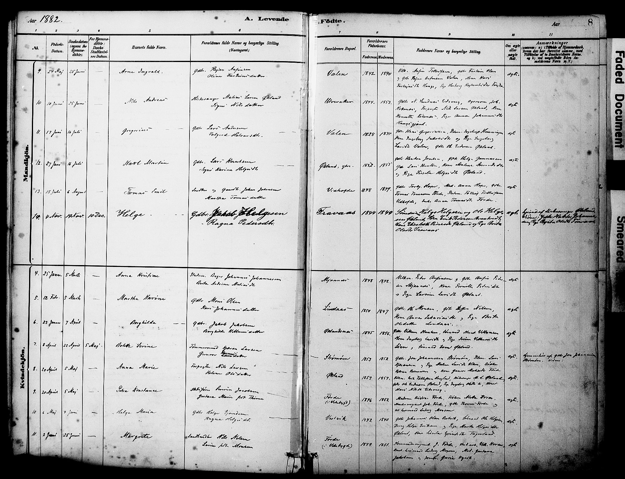 Sveio Sokneprestembete, AV/SAB-A-78501/H/Haa: Parish register (official) no. C 2, 1881-1899, p. 8