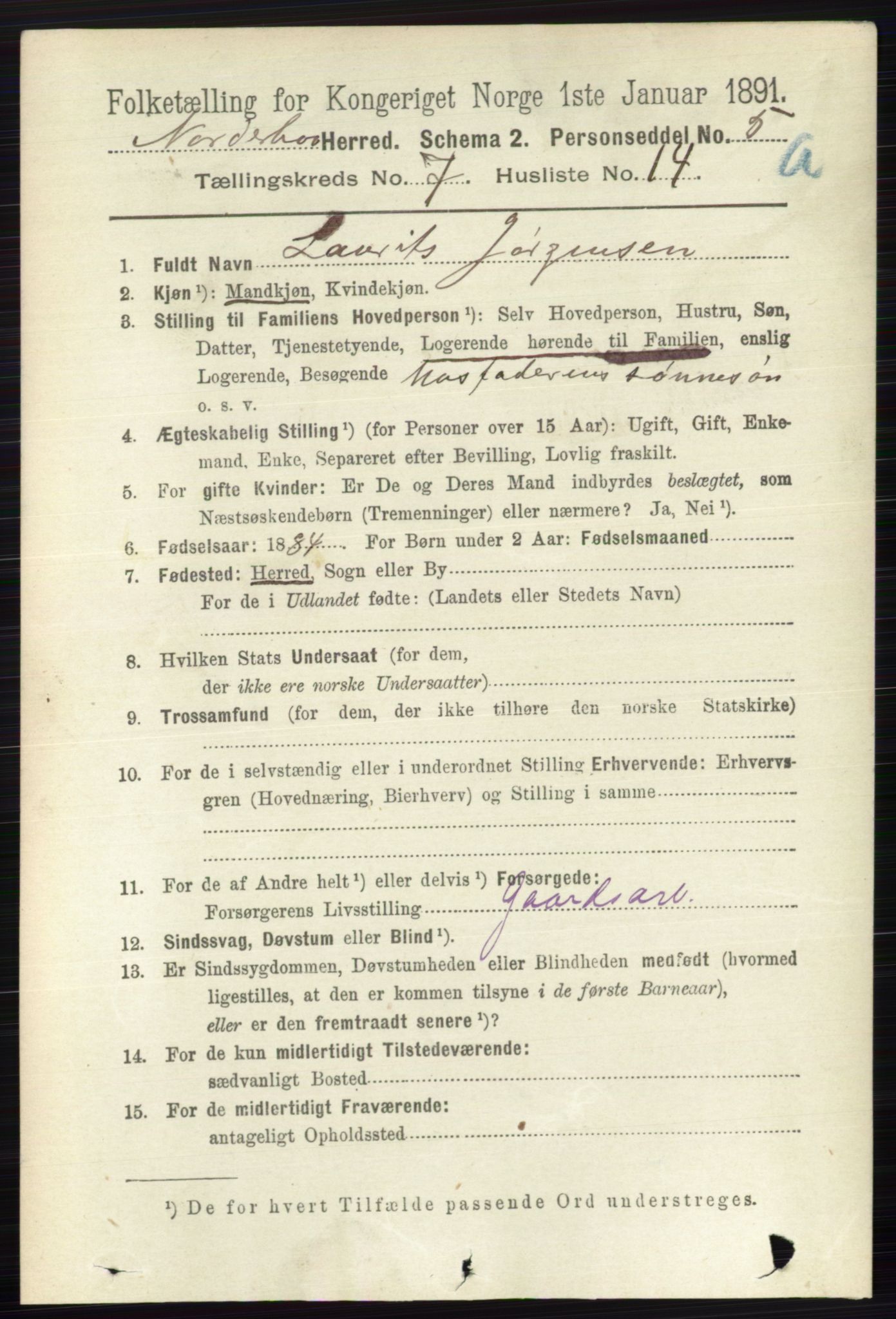 RA, 1891 census for 0613 Norderhov, 1891, p. 4559