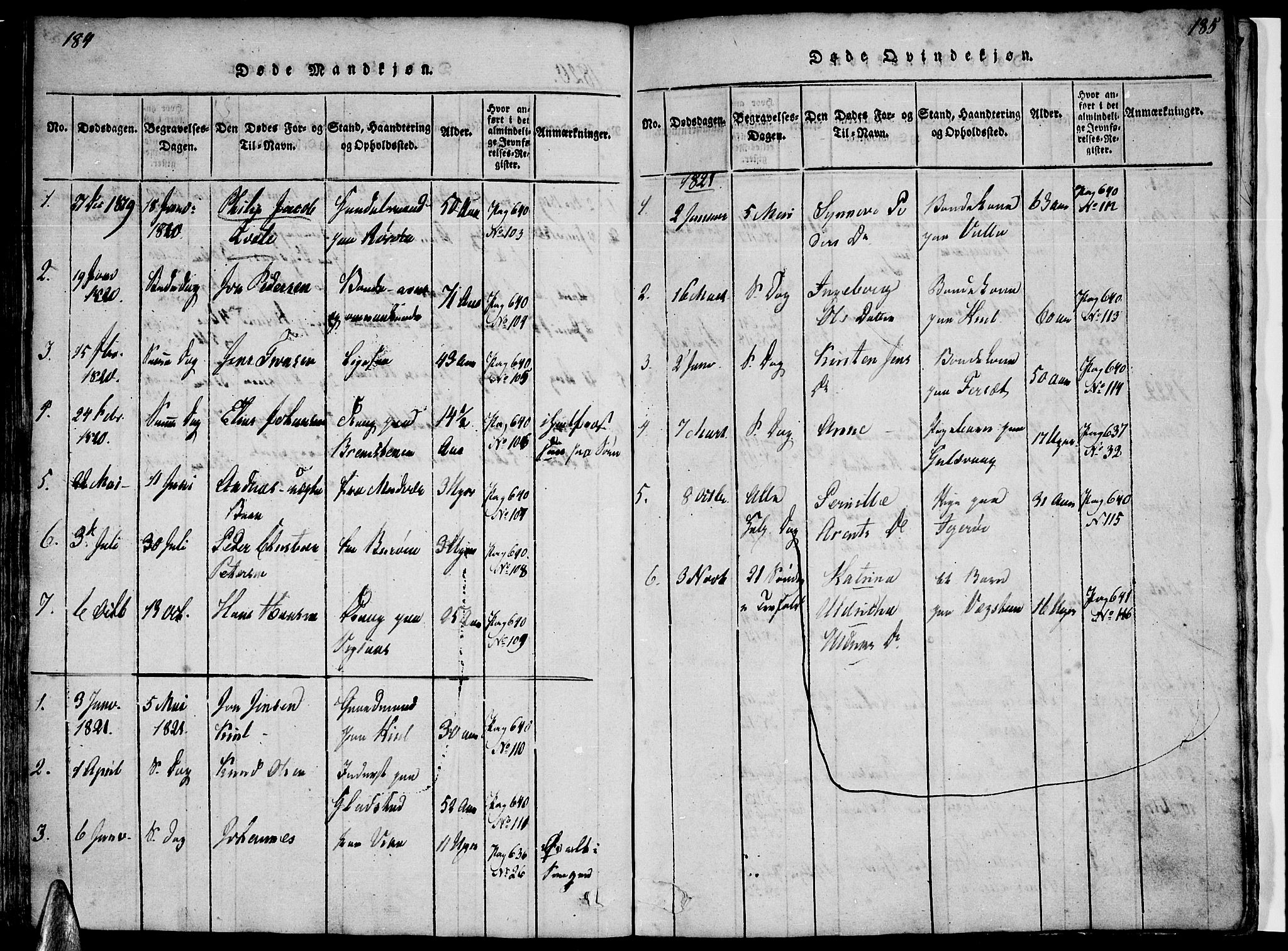 Ministerialprotokoller, klokkerbøker og fødselsregistre - Nordland, SAT/A-1459/816/L0239: Parish register (official) no. 816A05, 1820-1845, p. 184-185