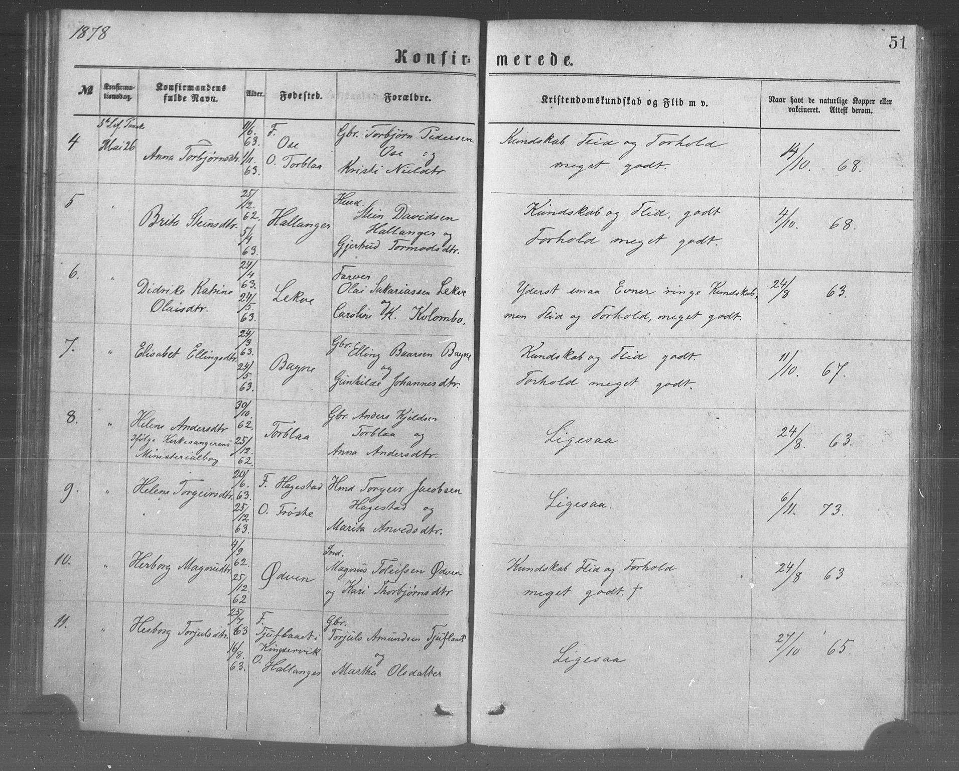 Ulvik sokneprestembete, AV/SAB-A-78801/H/Haa: Parish register (official) no. A 17, 1873-1891, p. 51