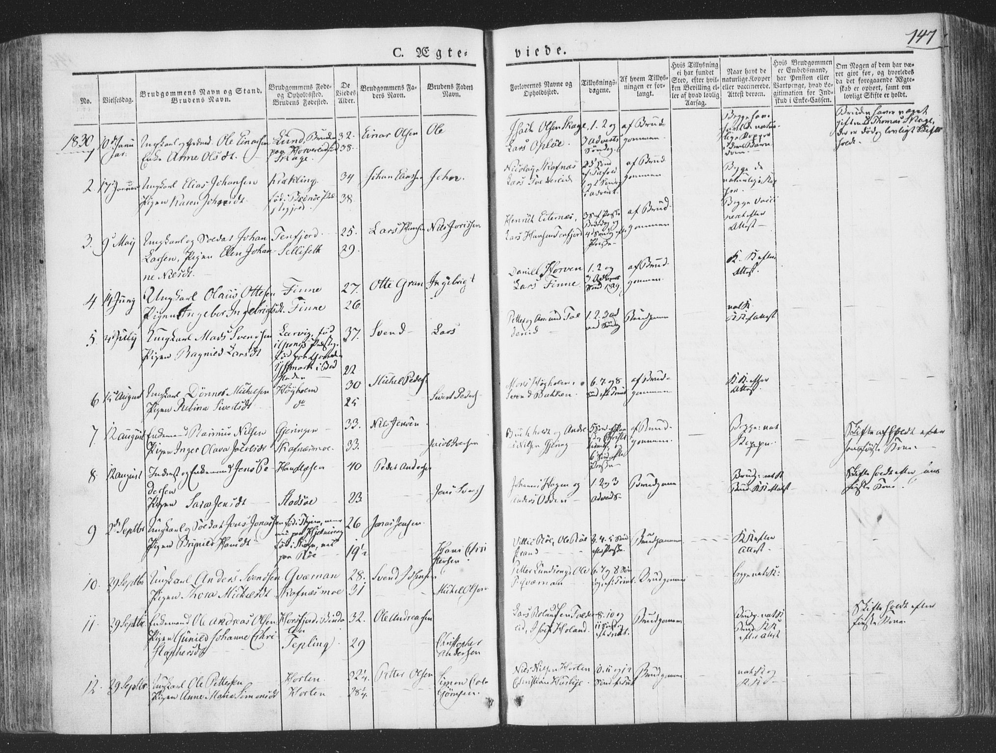 Ministerialprotokoller, klokkerbøker og fødselsregistre - Nord-Trøndelag, SAT/A-1458/780/L0639: Parish register (official) no. 780A04, 1830-1844, p. 147