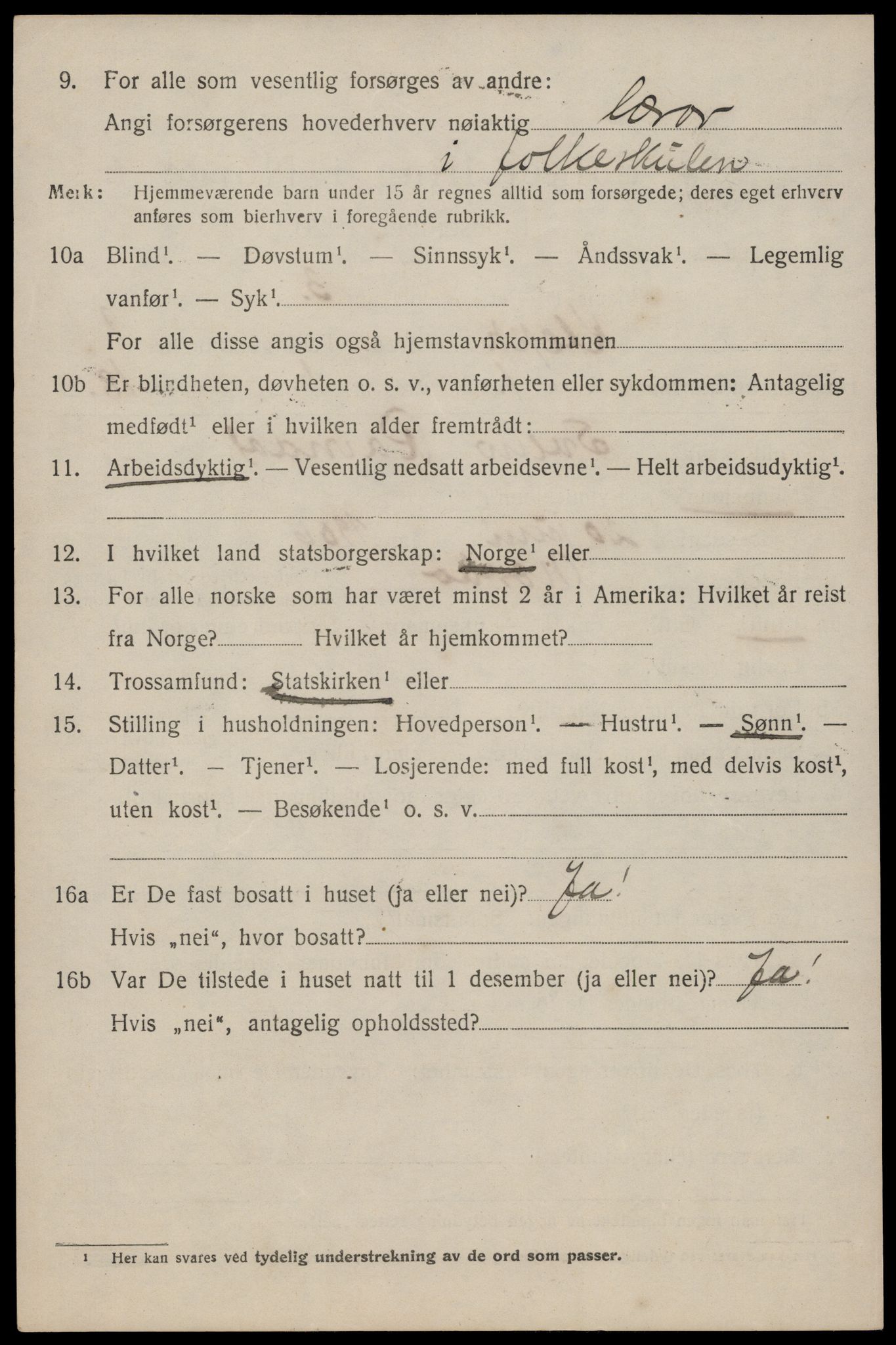 SAST, 1920 census for Klepp, 1920, p. 1193