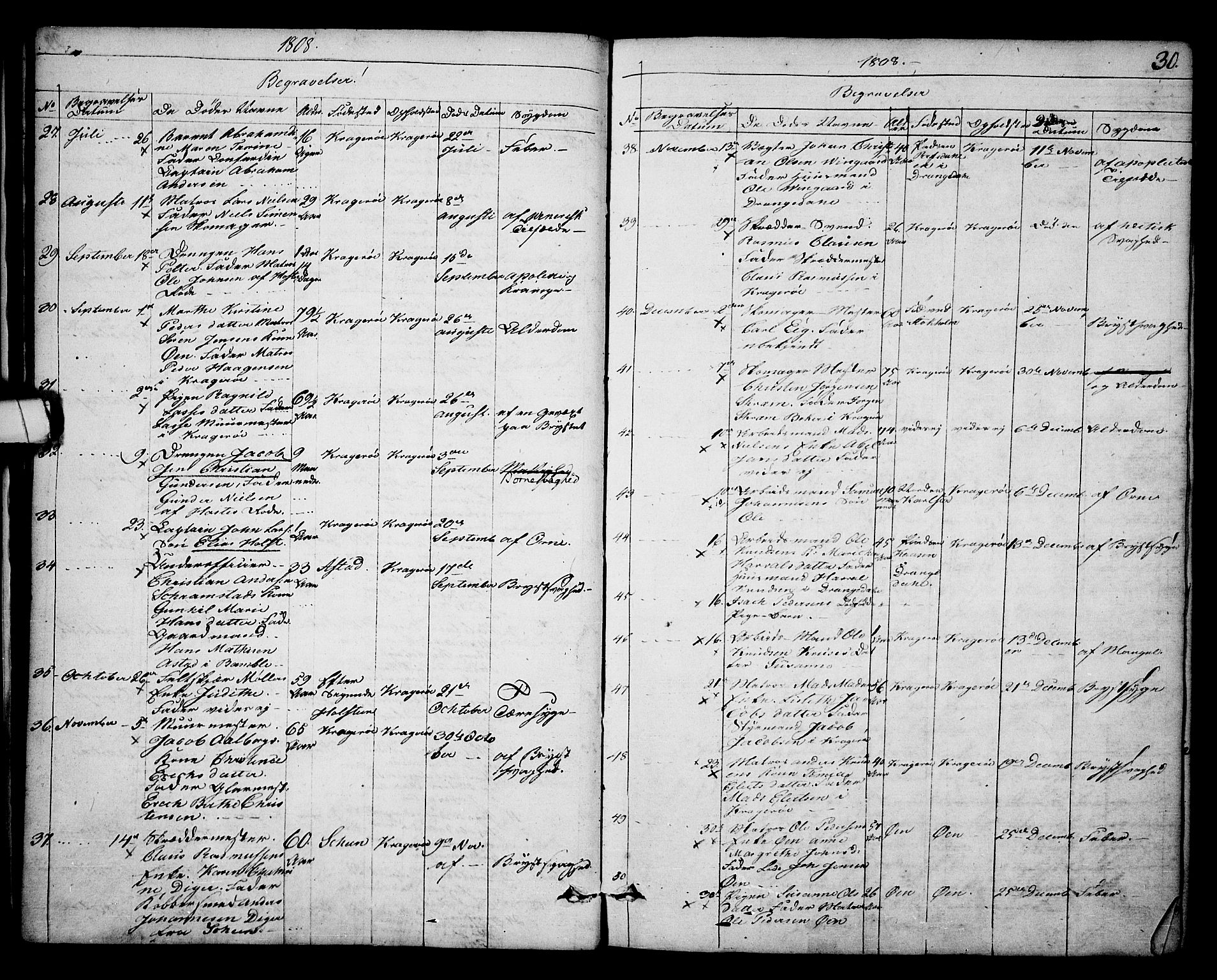 Kragerø kirkebøker, AV/SAKO-A-278/F/Fa/L0003: Parish register (official) no. 3, 1802-1813, p. 30