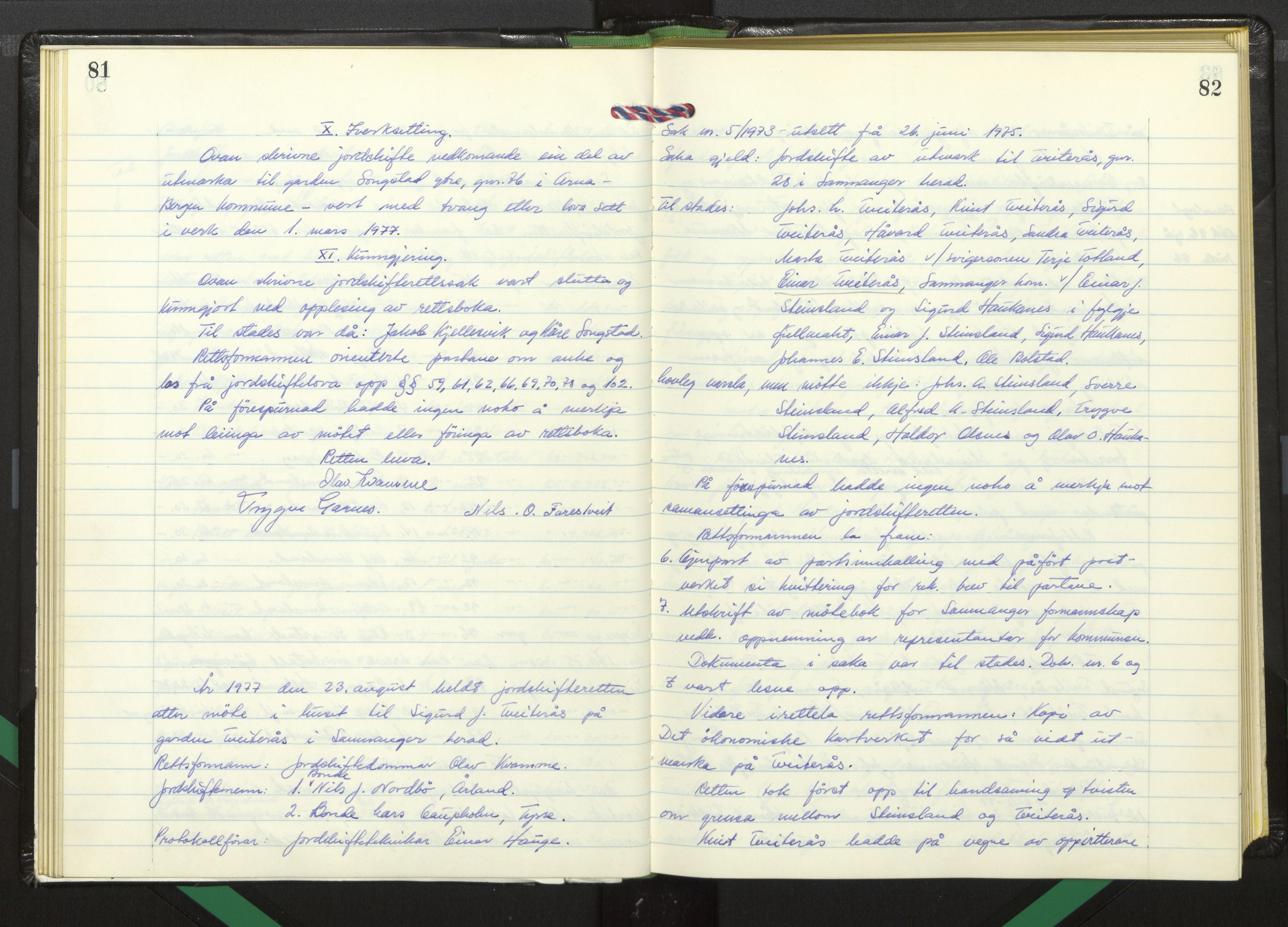 Hordaland jordskiftedøme - I Nordhordland jordskiftedistrikt, AV/SAB-A-6801/A/Aa/L0062: Forhandlingsprotokoll, 1975-1980, p. 81-82