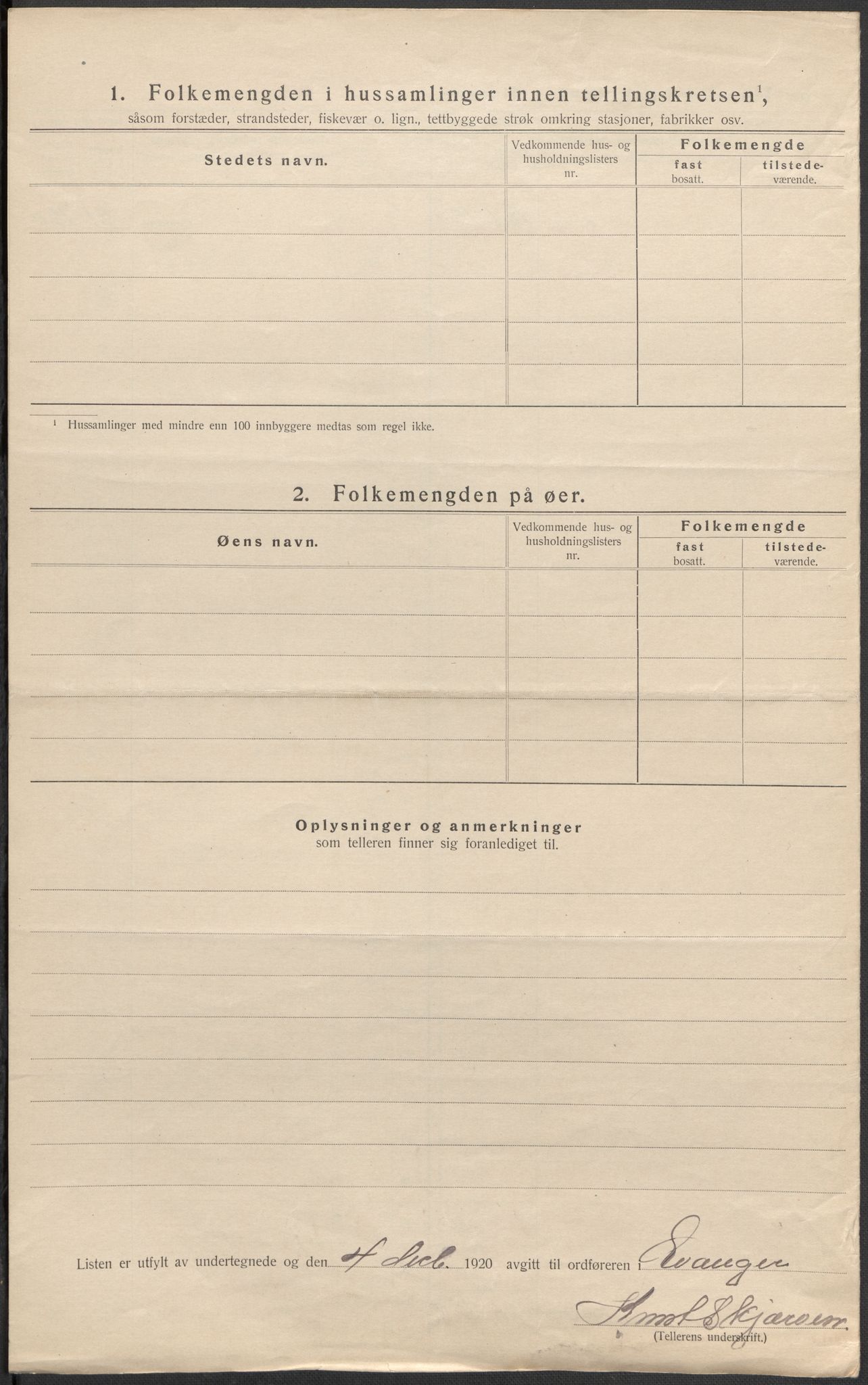 SAB, 1920 census for Evanger, 1920, p. 44