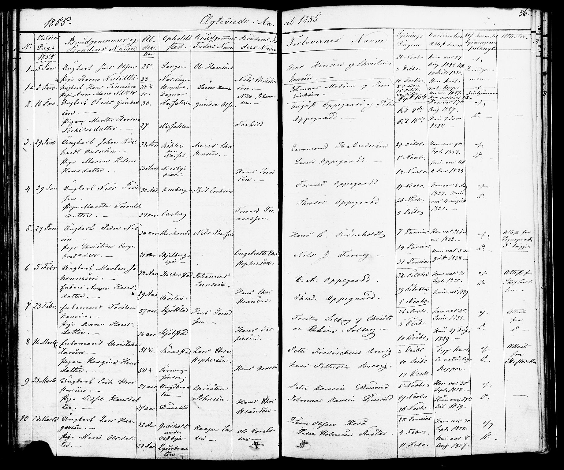 Enebakk prestekontor Kirkebøker, SAO/A-10171c/F/Fa/L0012: Parish register (official) no. I 12, 1832-1882, p. 56