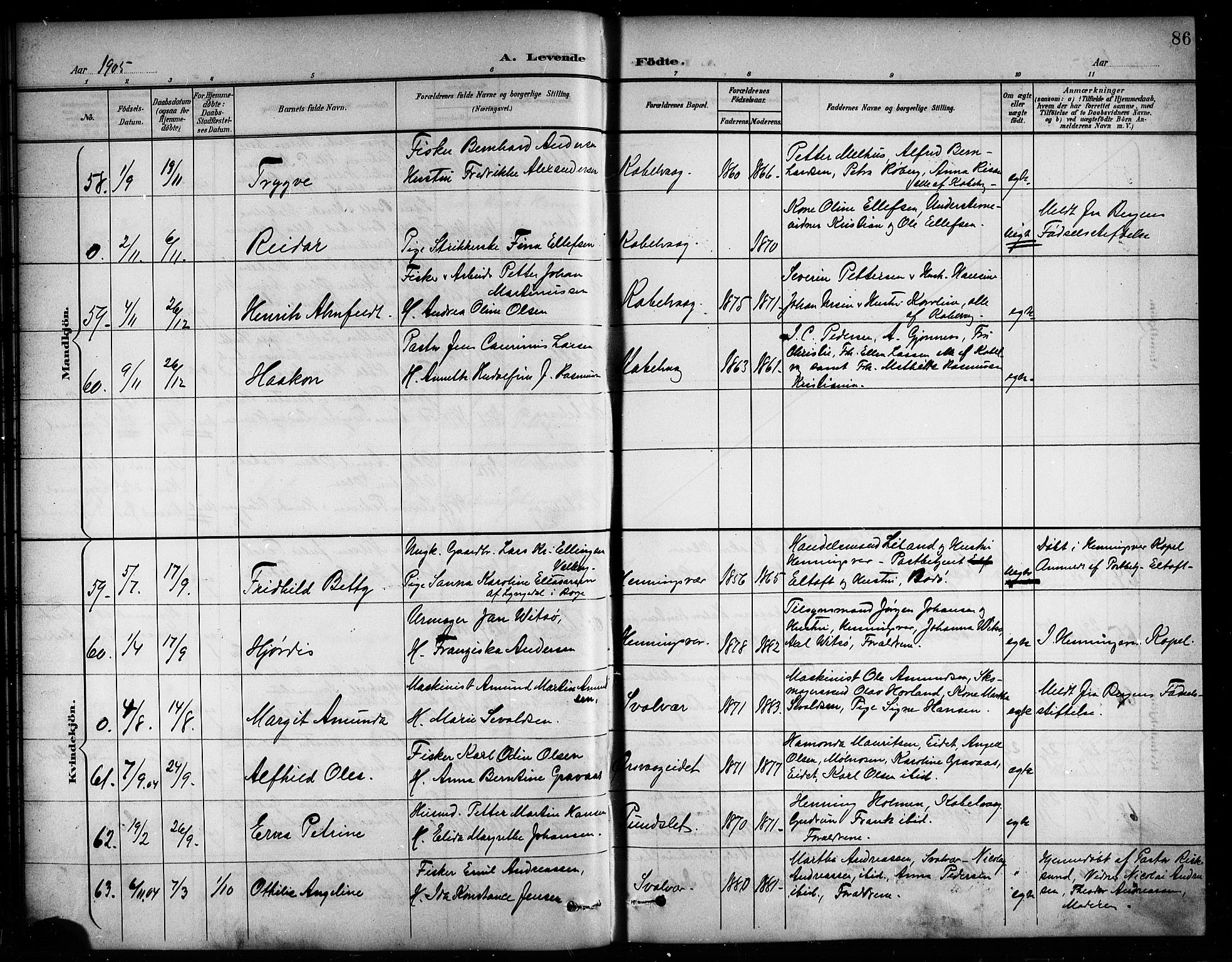 Ministerialprotokoller, klokkerbøker og fødselsregistre - Nordland, AV/SAT-A-1459/874/L1078: Parish register (copy) no. 874C07, 1900-1907, p. 86