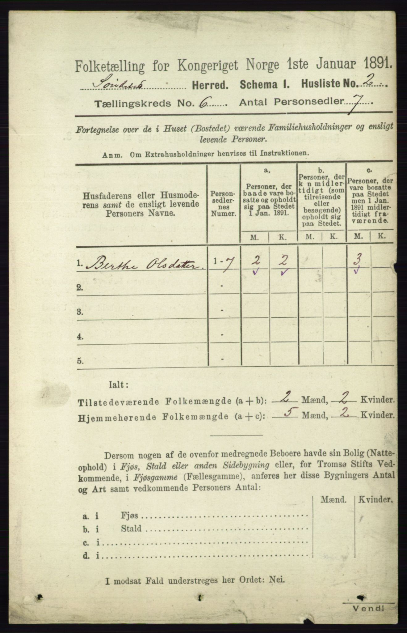 RA, 1891 census for 0913 Søndeled, 1891, p. 1743