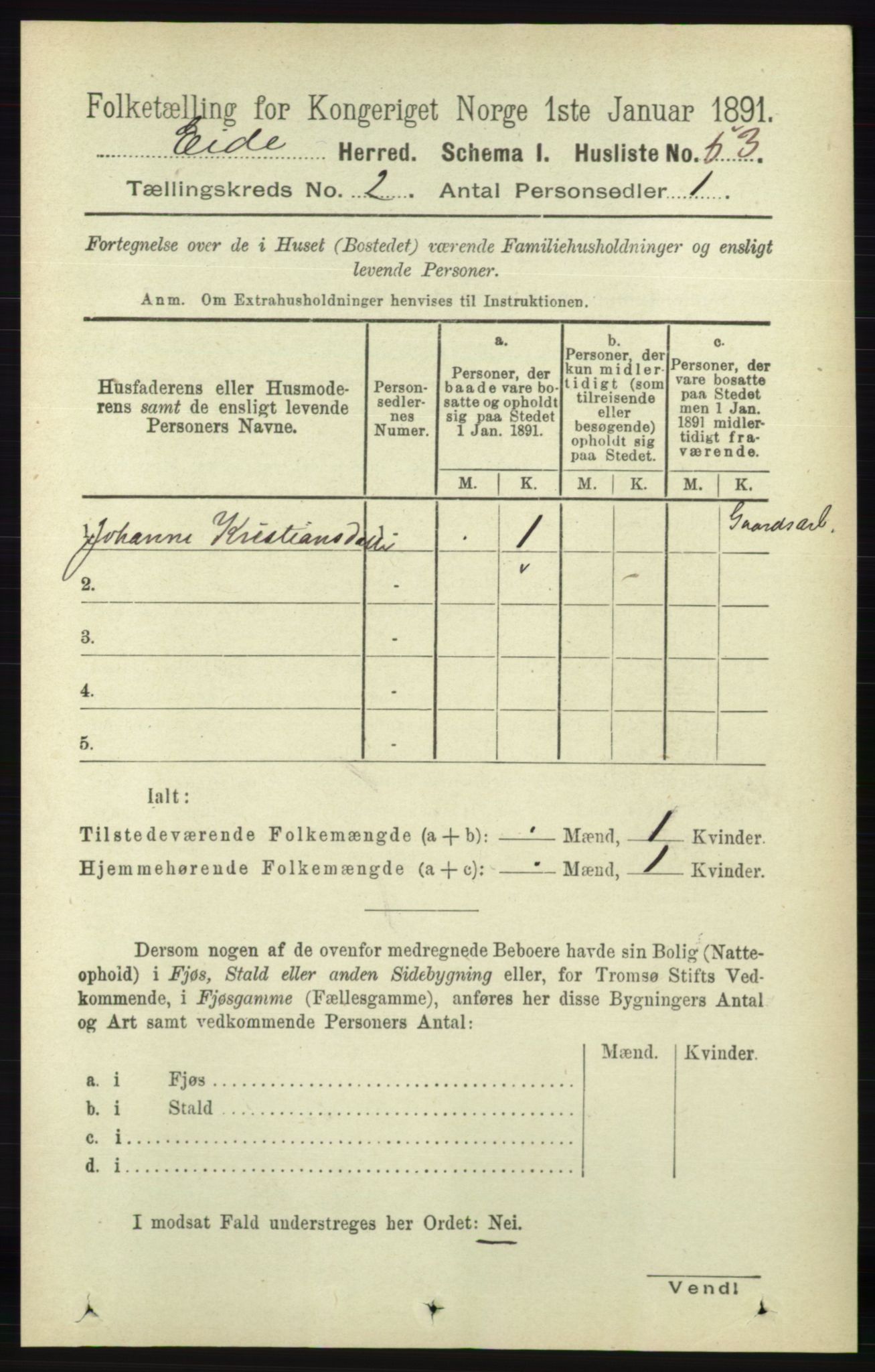 RA, 1891 census for 0925 Eide, 1891, p. 336