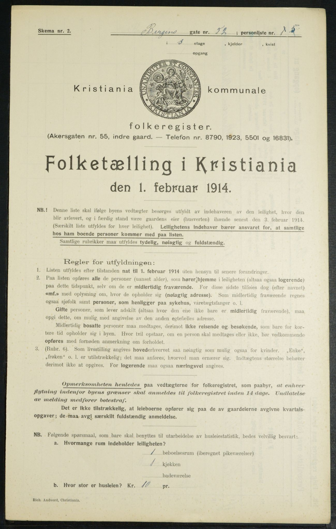 OBA, Municipal Census 1914 for Kristiania, 1914, p. 4000