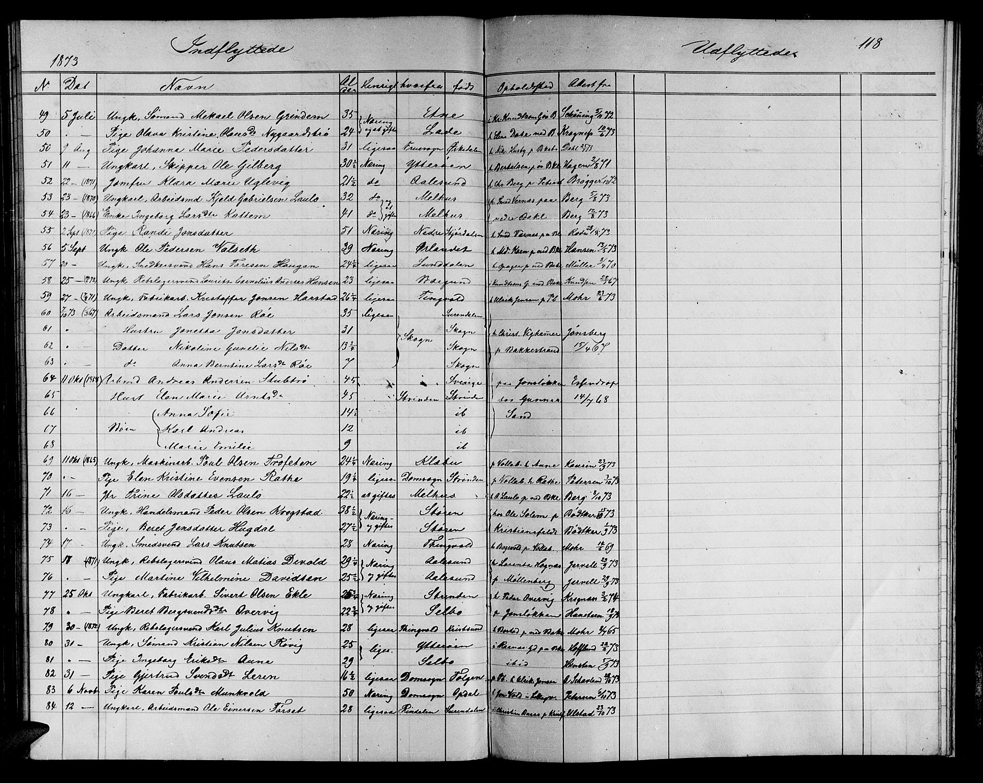 Ministerialprotokoller, klokkerbøker og fødselsregistre - Sør-Trøndelag, SAT/A-1456/604/L0221: Parish register (copy) no. 604C04, 1870-1885, p. 118