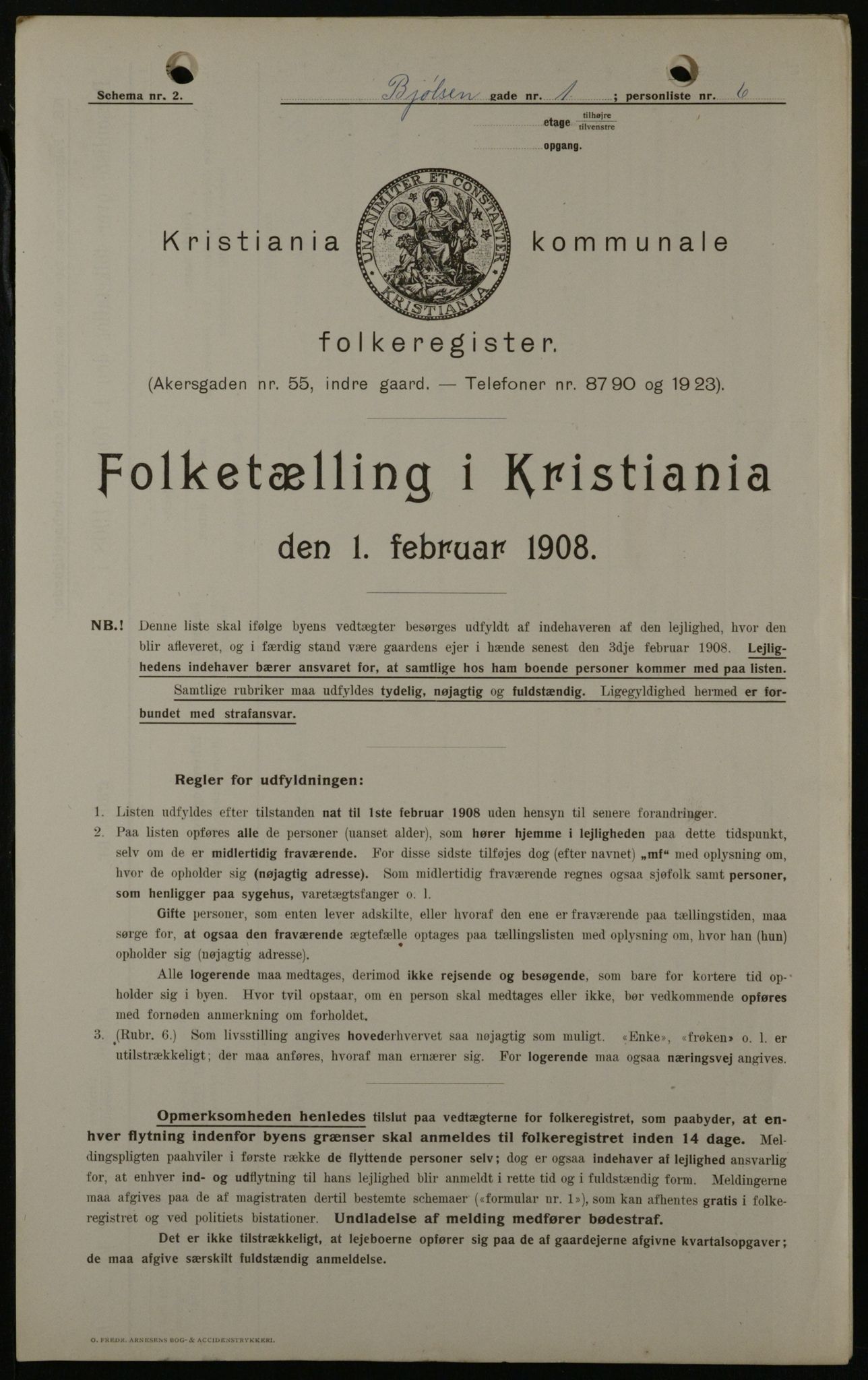 OBA, Municipal Census 1908 for Kristiania, 1908, p. 6302