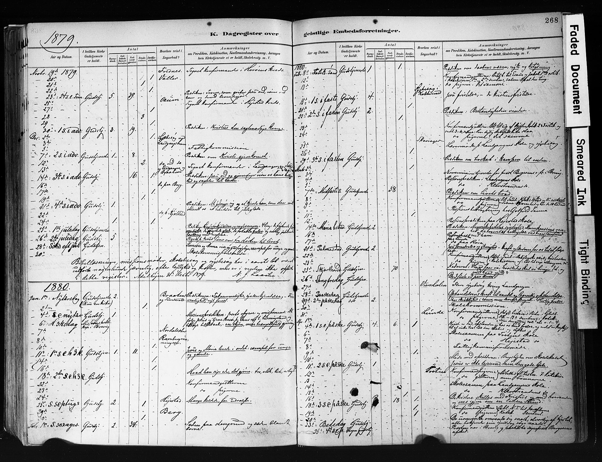 Eidanger kirkebøker, AV/SAKO-A-261/F/Fa/L0012: Parish register (official) no. 12, 1879-1900, p. 268