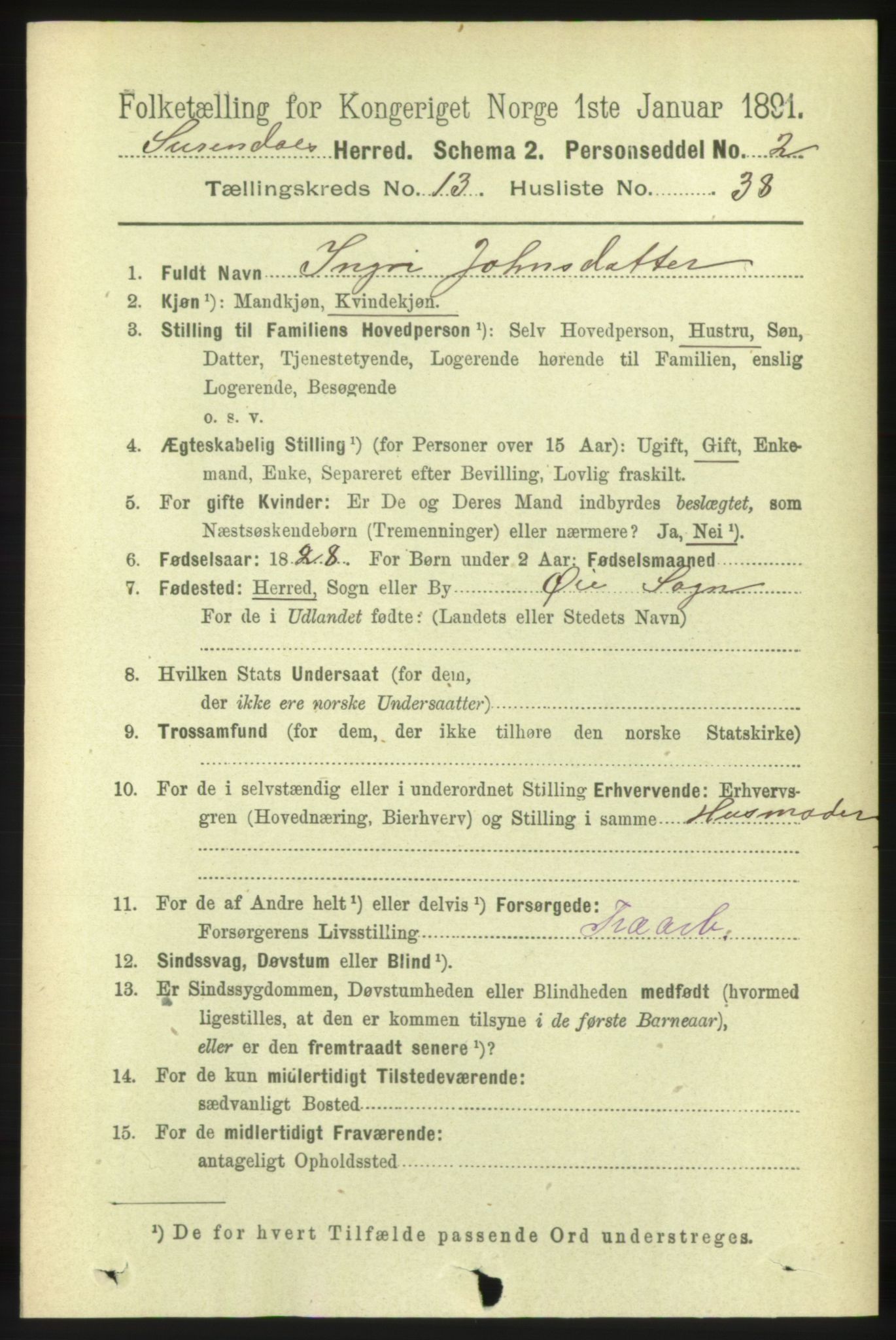 RA, 1891 census for 1566 Surnadal, 1891, p. 3371