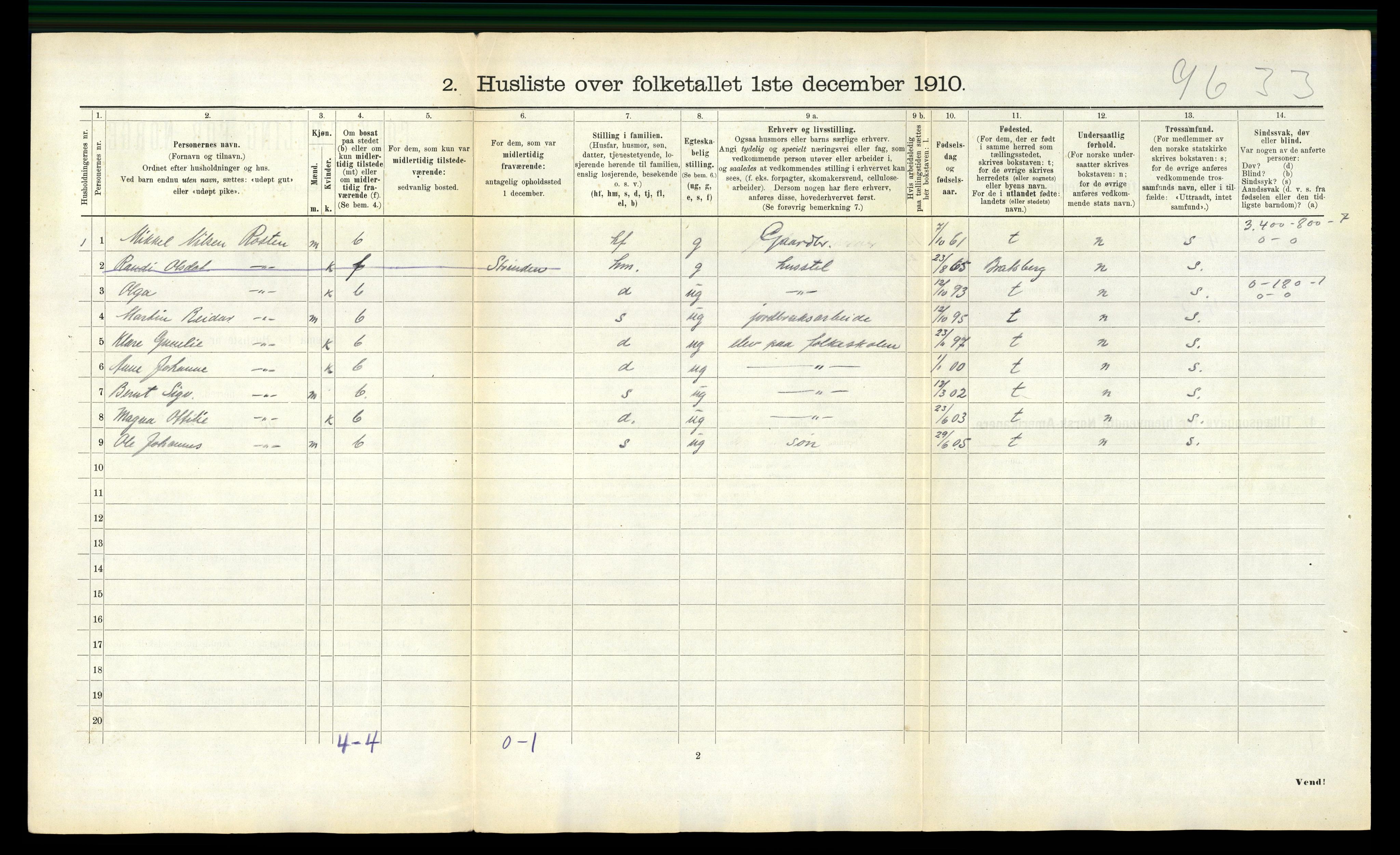 RA, 1910 census for Tiller, 1910, p. 169